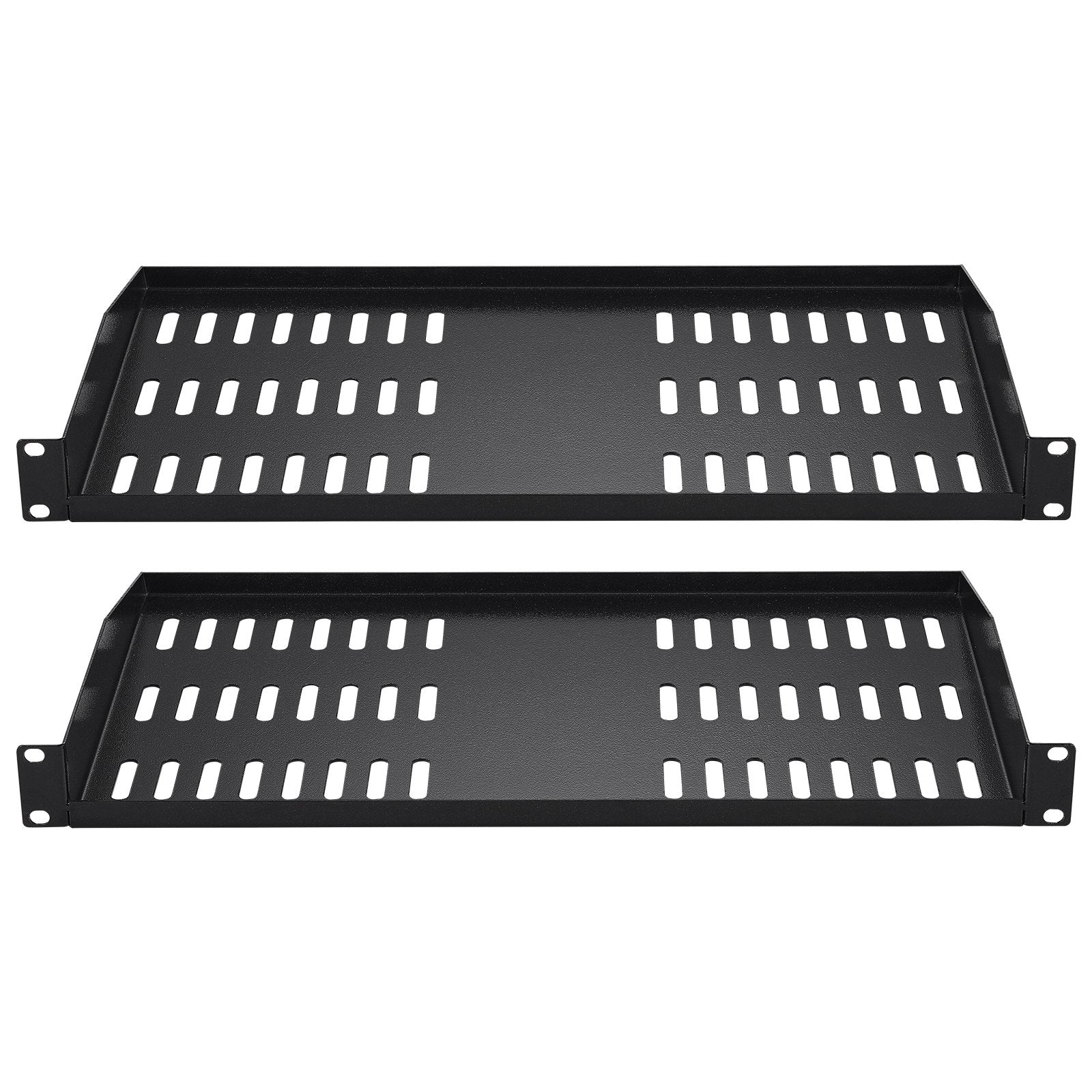 VEVOR 2PCS 1U Server Rack Shelf, 254mm Depth, 22.68kg Max Load Capacity Vented Cantilever or Wall Mount Rack Mount Shelf with Tray, Good Air Circulation for 482.6mm Network Cabinet or Equipment Rack