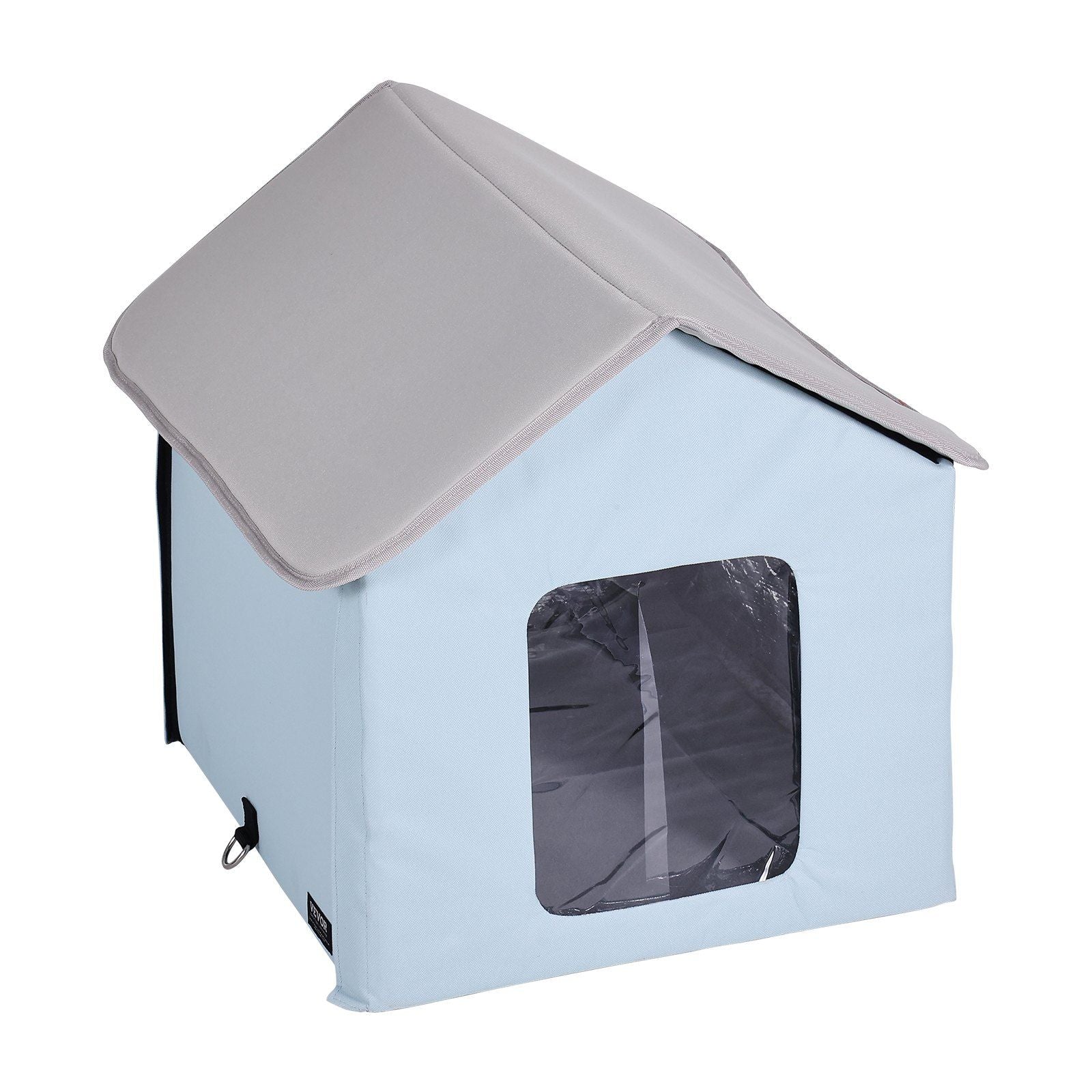 Heated Cat House, Outdoor Kitty Shelter with Timer, 600D Oxford Cloth Foldable Cat Shelter with Heated Pad for Winter to Stay Warm and Cozy, Blue (Small)