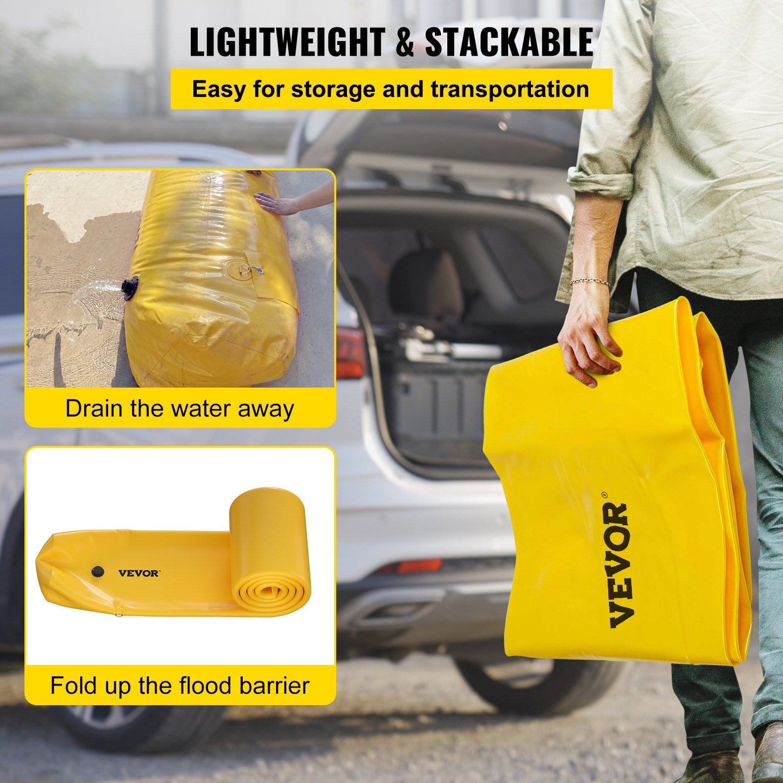 VEVOR Flood Barrier Hydro Barrier 24' Length x 6