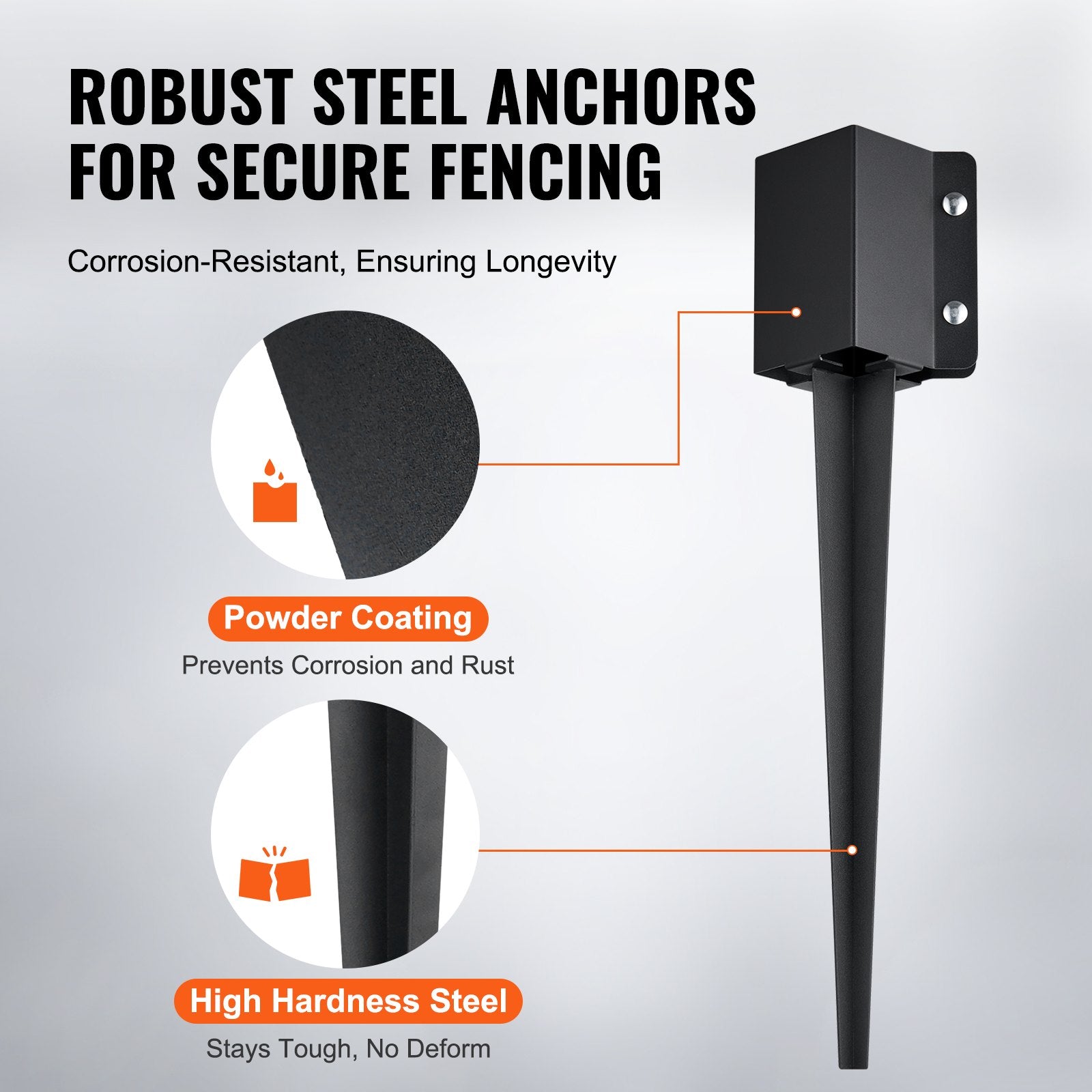 VEVOR Fence Post Anchor Ground Spike 6 Pack 24 x 4 x 4 In Metal Fence Stakes