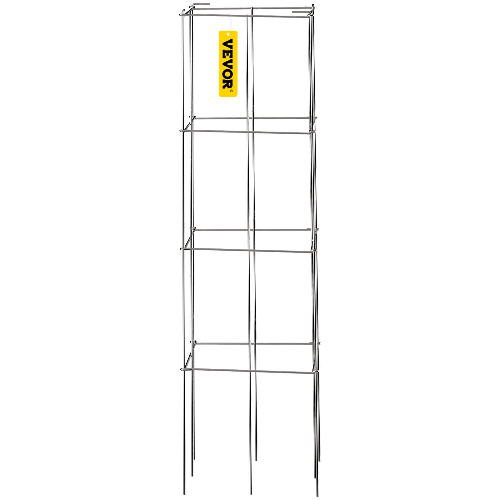 VEVOR Tomato Cages, 30 x 30 x 117 cm, 5 Packs Square Plant Support Cages, Silver PVC-Coated Steel Tomato Towers for Climbing Vegetables, Plants, Flowers, Fruits
