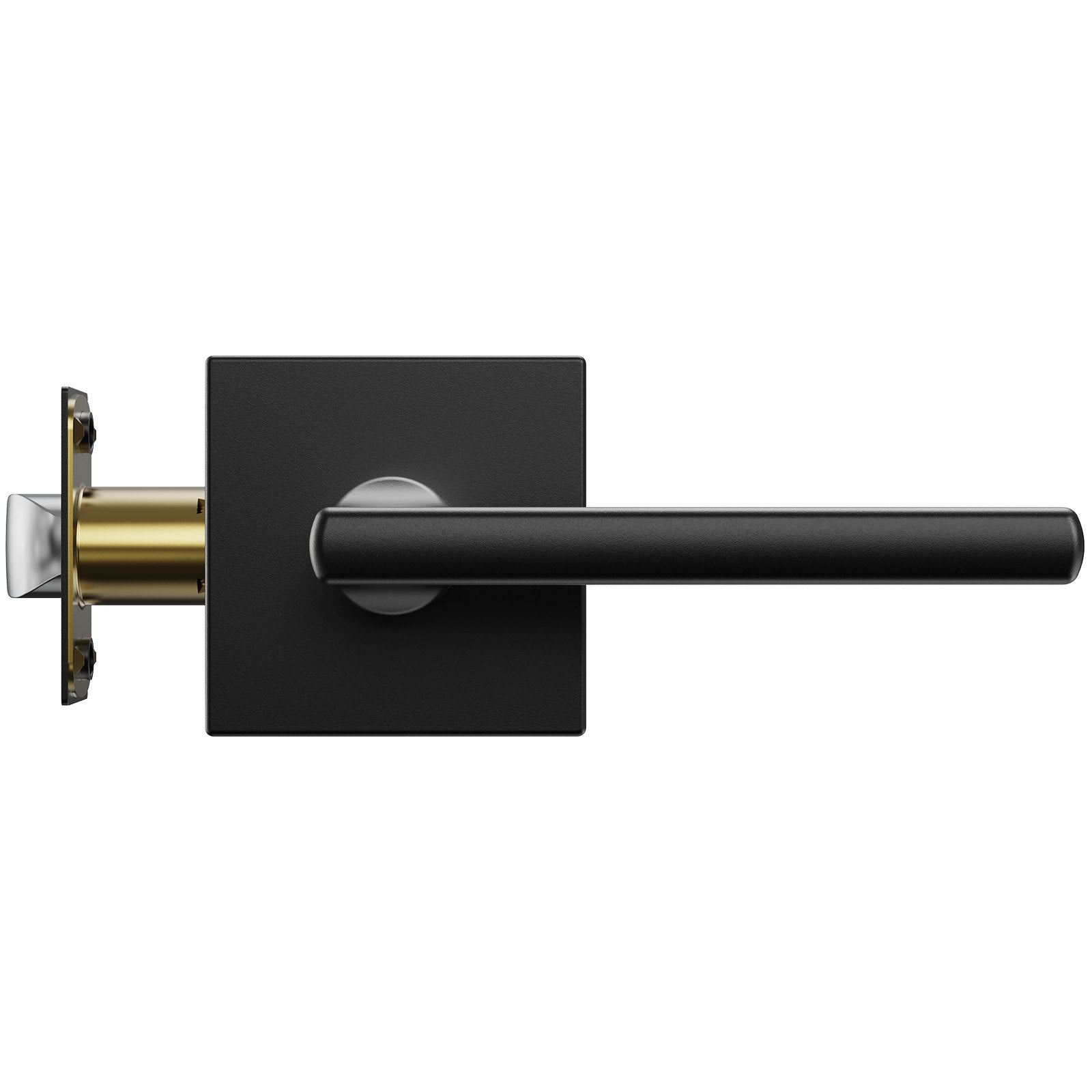 VEVOR Passage Door Handle, 1 Pack Matte Black Door Lever, Left or Right Handing Reversible Lever Non-Locking, Rotation to Open, Square Interior Door Handles for Hallways, Closets, Meeting Spaces