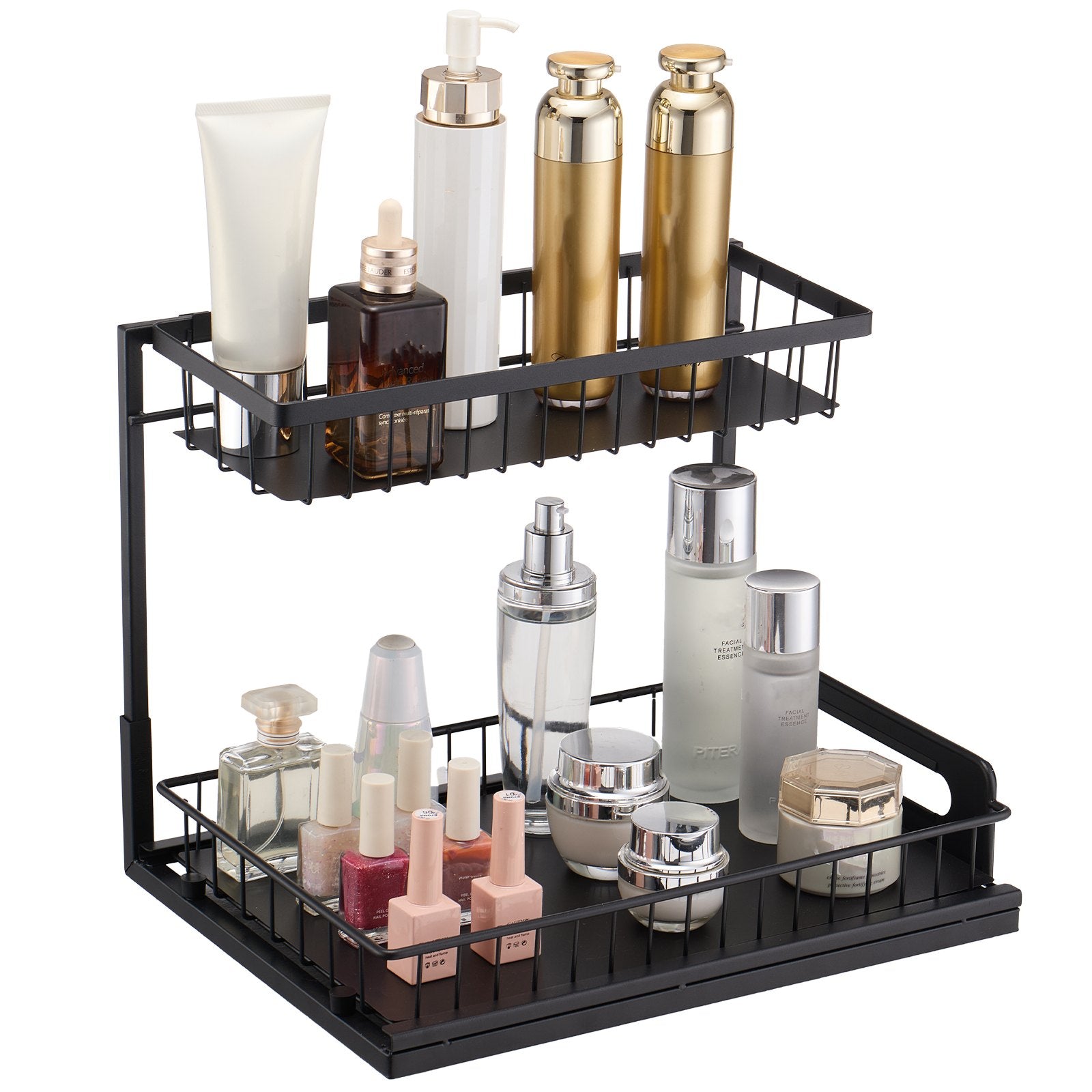 VEVOR 2-Tier Wire Pull Out Cabinet Under Sink Organizer 10.7"x14.2" Drawer Basket