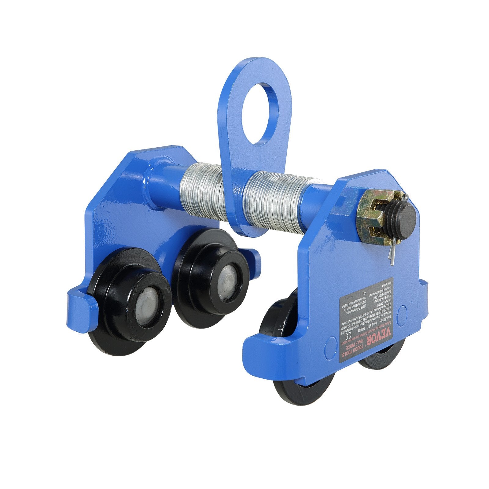 VEVOR Manual Trolley, 1 Ton Load Capacity, Push Beam Trolley with Dual Wheels, Adjustable for I-Beam Flange Width 63.5 mm to 177.8 mm, Heavy Duty Alloy Steel Garage Hoist for Straight Curved I Beam