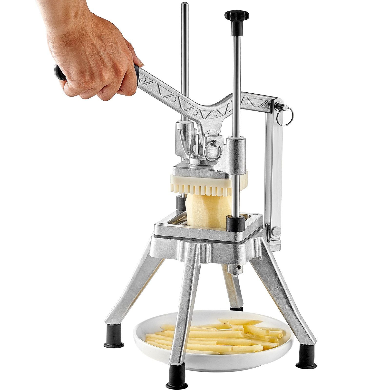 Commercial Vegetable Fruit Chopper 1/2″ Blade Heavy Duty Professional Food Dicer Kattex French Fry Cutter Onion Slicer Stainless Steel for Tomato Peppers Potato Mushroom, Sliver