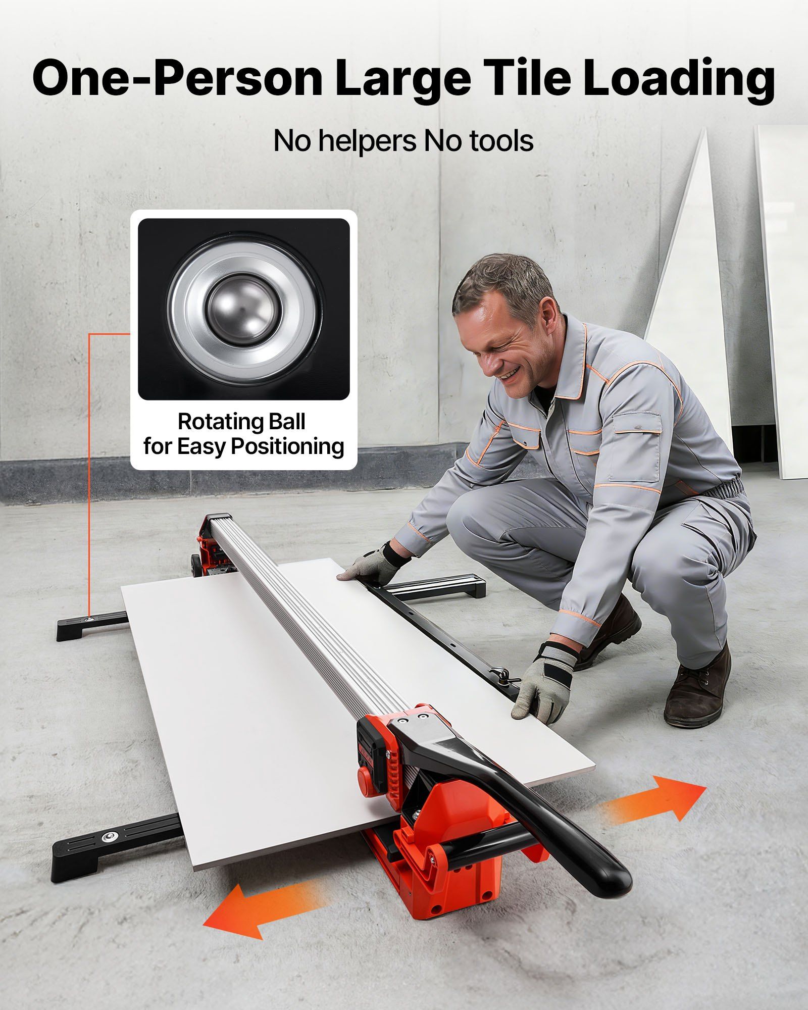 1200 mm Manual Tile Cutter, Upgraded Rail and Sliding Head, Precision Alignment Guide, Tungsten Carbide Cutting Wheel, Support Legs with Swivel Wheels, for DIY Pros, Ceramic, Floor & Wall Tiles