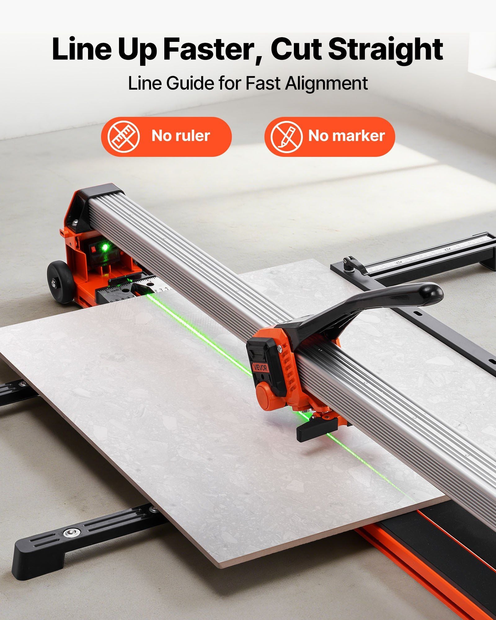1200 mm Manual Tile Cutter, Upgraded Rail and Sliding Head, Precision Alignment Guide, Tungsten Carbide Cutting Wheel, Support Legs with Swivel Wheels, for DIY Pros, Ceramic, Floor & Wall Tiles