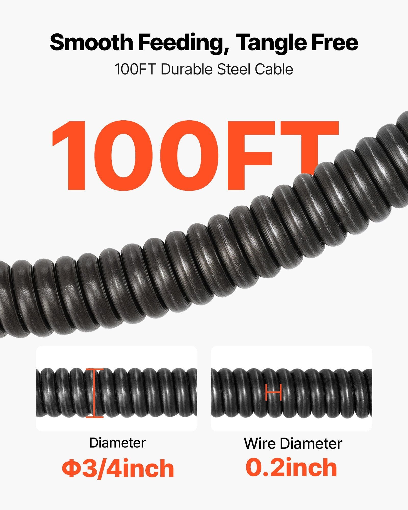 Drain Cleaner Machine 30m x 19mm, Auto Feed Sewer Snake Auger, Portable Drain Cleaning Machine with Multi-Wheel Combination, 6 Cutters & Air-Activated Foot Switch for 100mm to 200mm Pipes