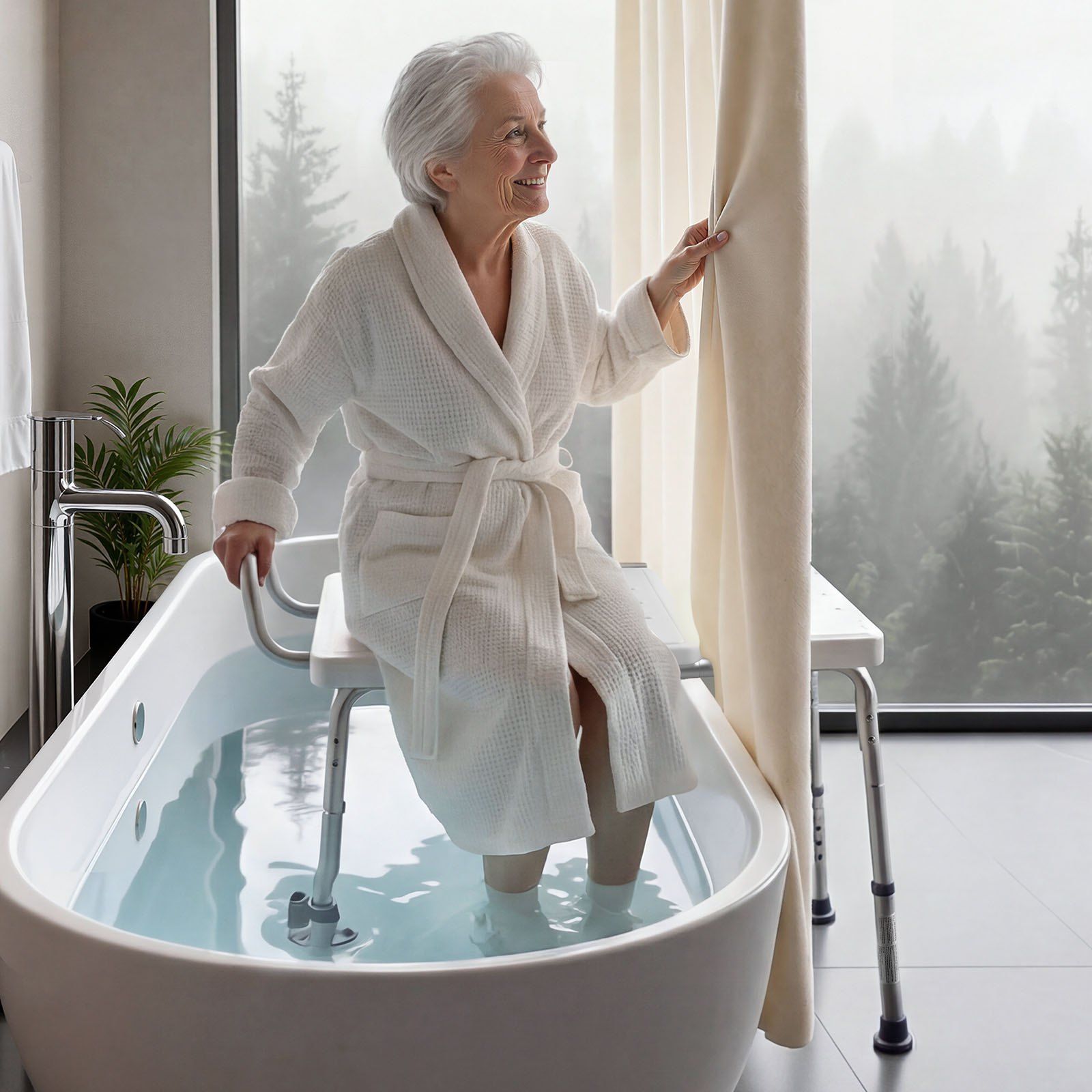 Tub Transfer Bench for Bathtub, 180 kg Capacity Heavy Duty Shower Chair with Arm, Backrest and Curtain Slot, Height Adjustable Shower Bench Bath Seat for Adults, Seniors, Elderly and Disabled