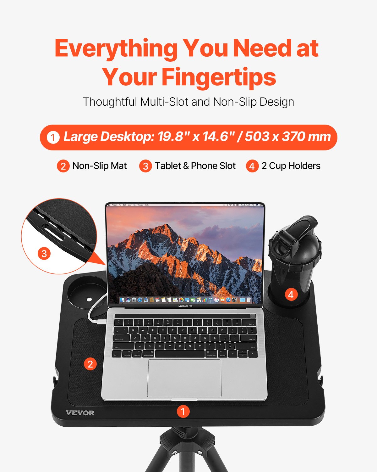 VEVOR Stationary Cycling Desk Bike Trainer Fitness Desk with Triangle Support