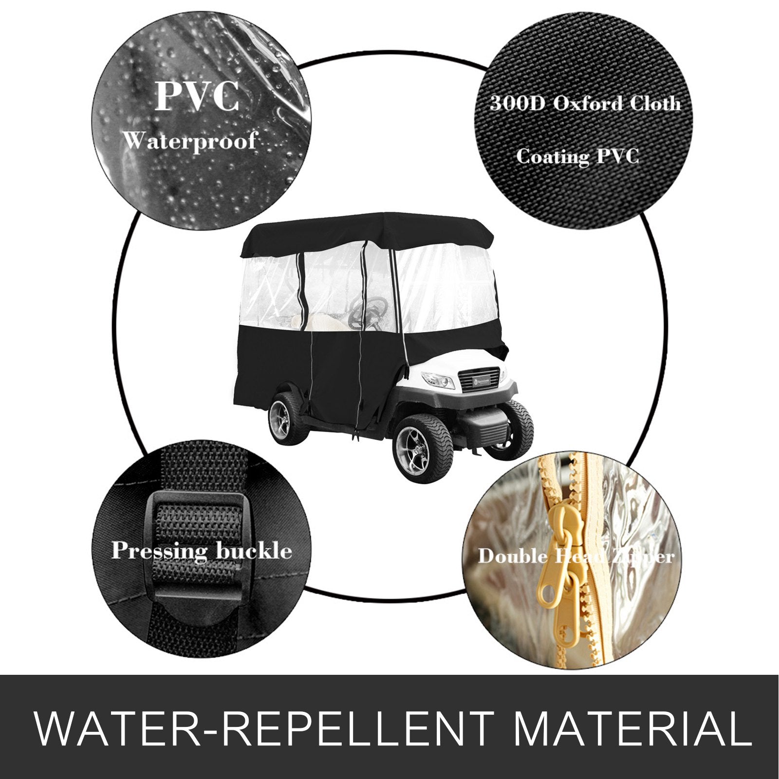 VEVOR 4 Passenger Golf Cart Cover Driving Enclosure Waterproof Roll-up Door