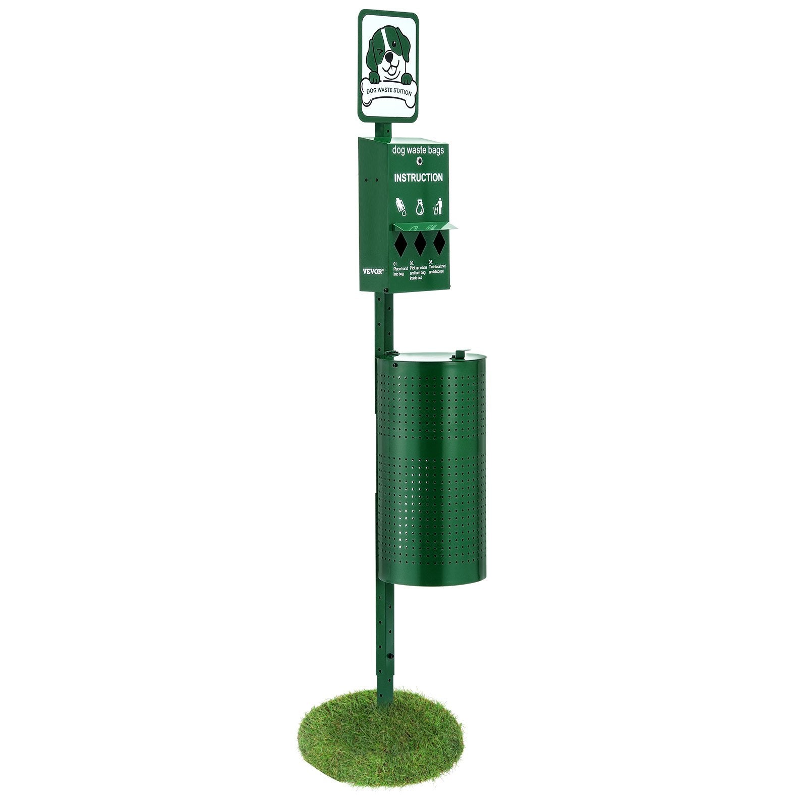 VEVOR Dog Waste Station 11.5 Gallons Outdoor Dog Poop Station with 600 Bags
