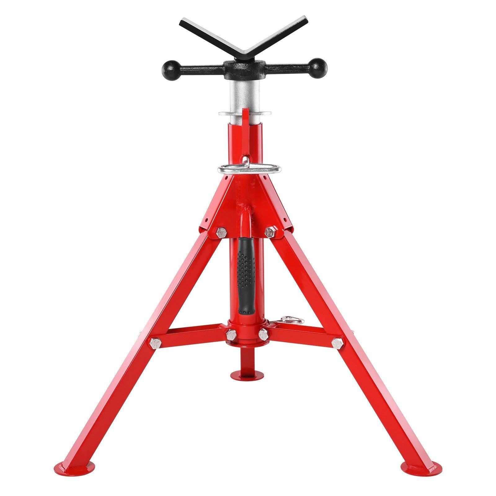 V Head Pipe Stand 0.32 - 30.48 cm Capacity, Adjustable Height 610mm-1067mm, Pipe Jack Stands 1134kg Load Capacity, Portable Folding Pipe Stands, Carbon Steel Body for Enhanced Durability