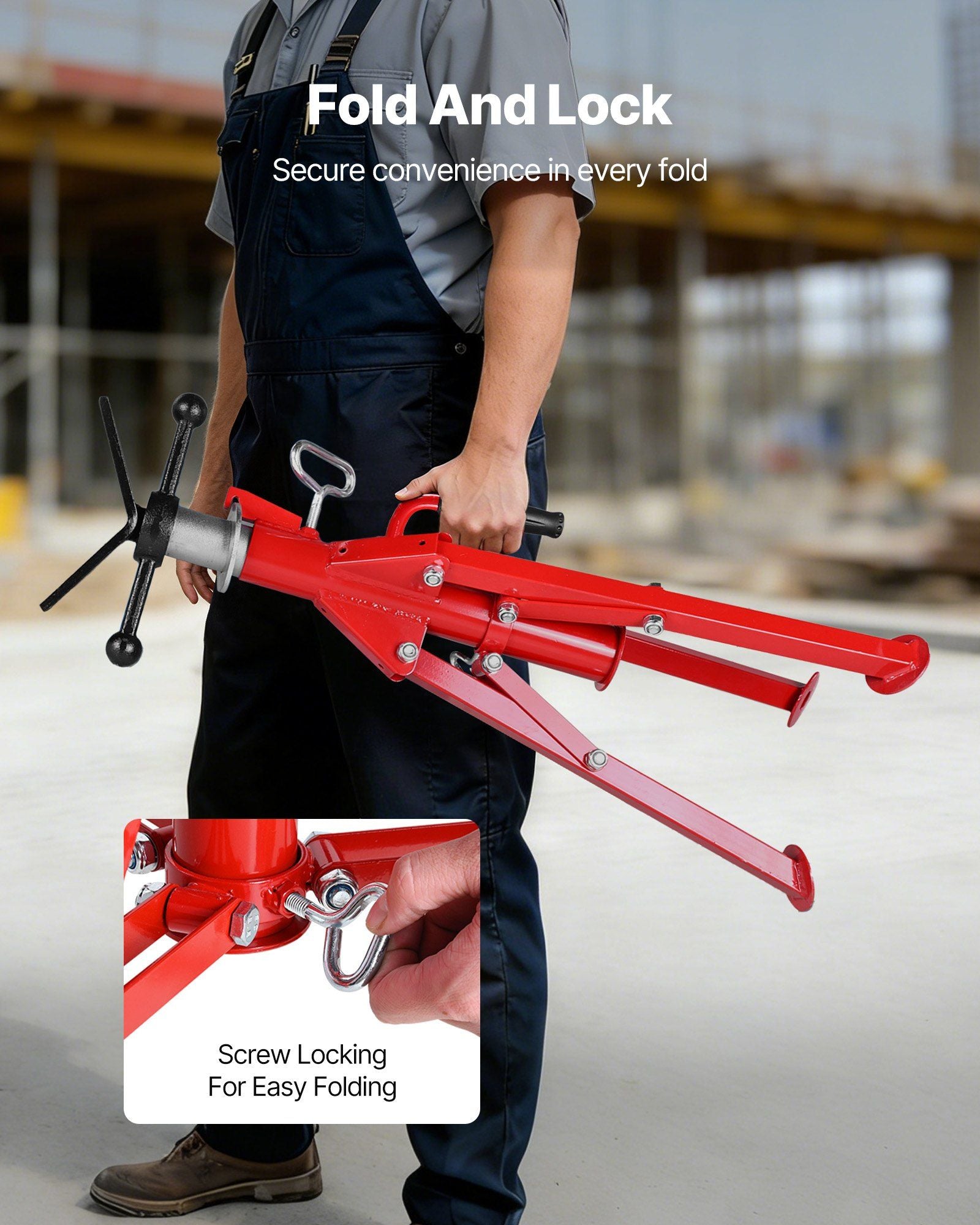 V Head Pipe Stand 0.32 - 30.48 cm Capacity, Adjustable Height 610mm-1067mm, Pipe Jack Stands 1134kg Load Capacity, Portable Folding Pipe Stands, Carbon Steel Body for Enhanced Durability