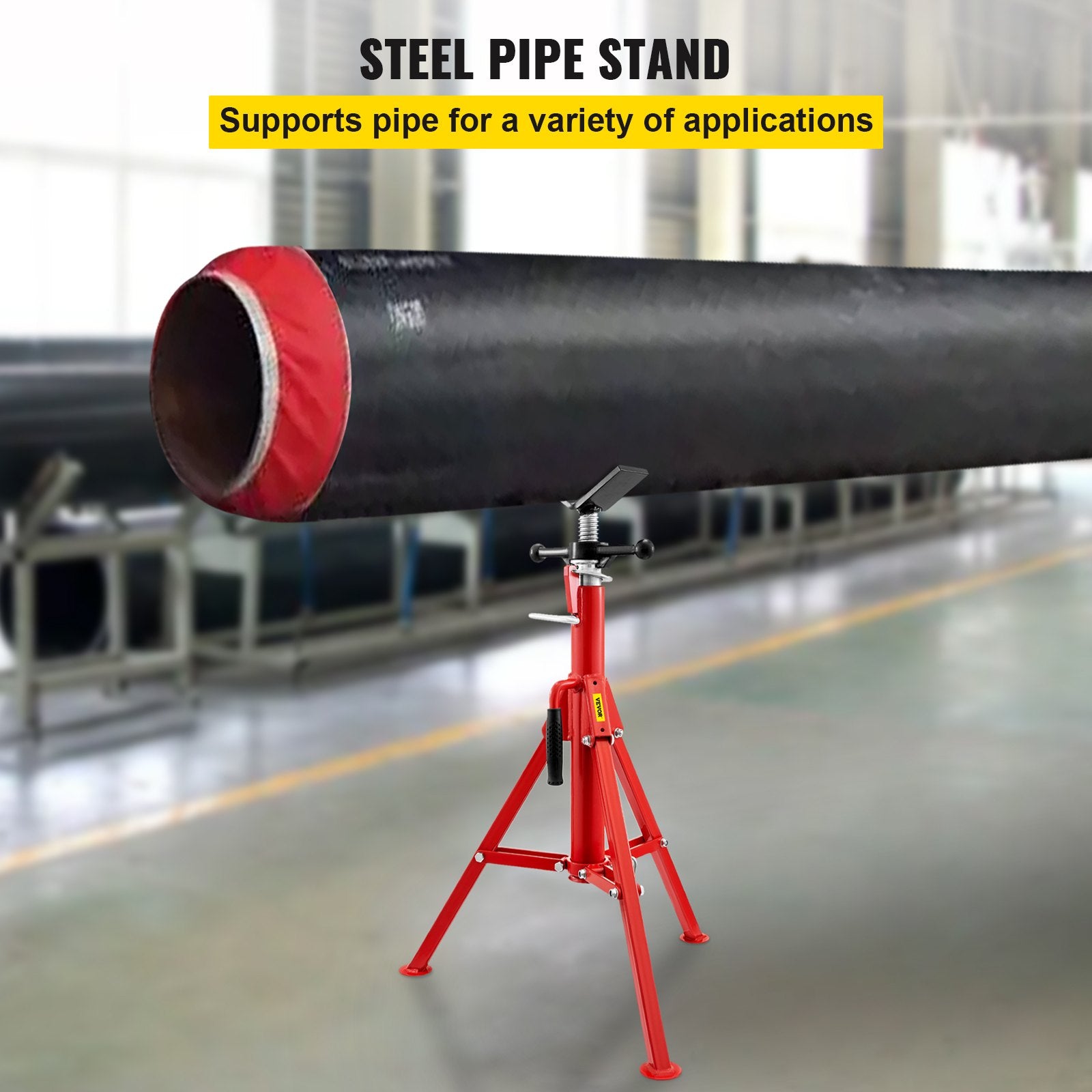VEVOR Pipe Jack Stand V-Head Foldable Legs 2500LB Max. Height 52"