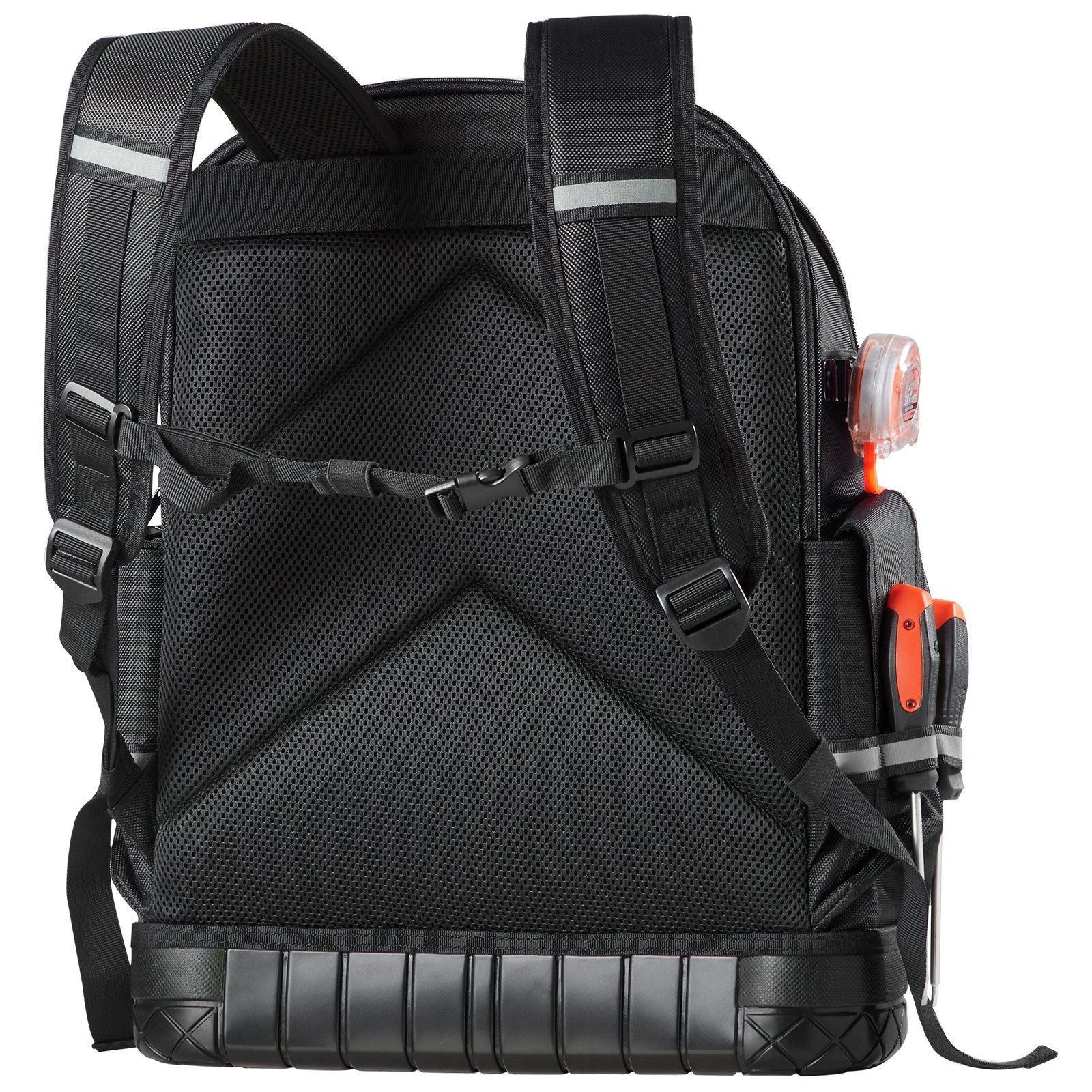 Tool Backpack, 64 Pockets, Heavy-duty Tools Storage Organizer Work Bags with Laptop Compartment & Molded Base, Electrician Jobsite Backpack for Electrician, Repairman, and HVAC Techs