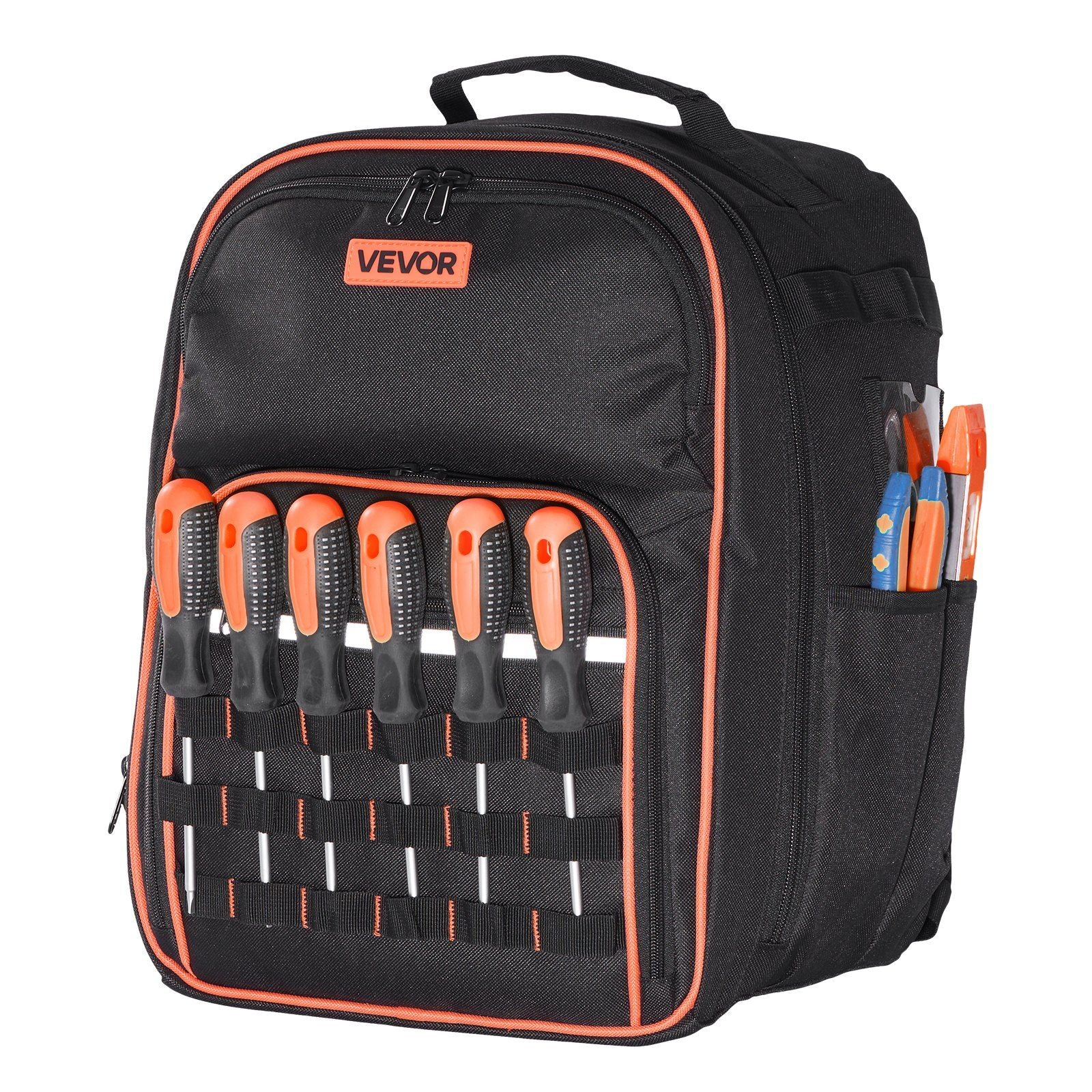 Tool Backpack, 49 Pockets, Heavy-duty Tools Storage Organizer Work Bags with Laptop Compartment & Reinforced Fabric Base, Electrician Jobsite Backpack for Electrician, Repairman