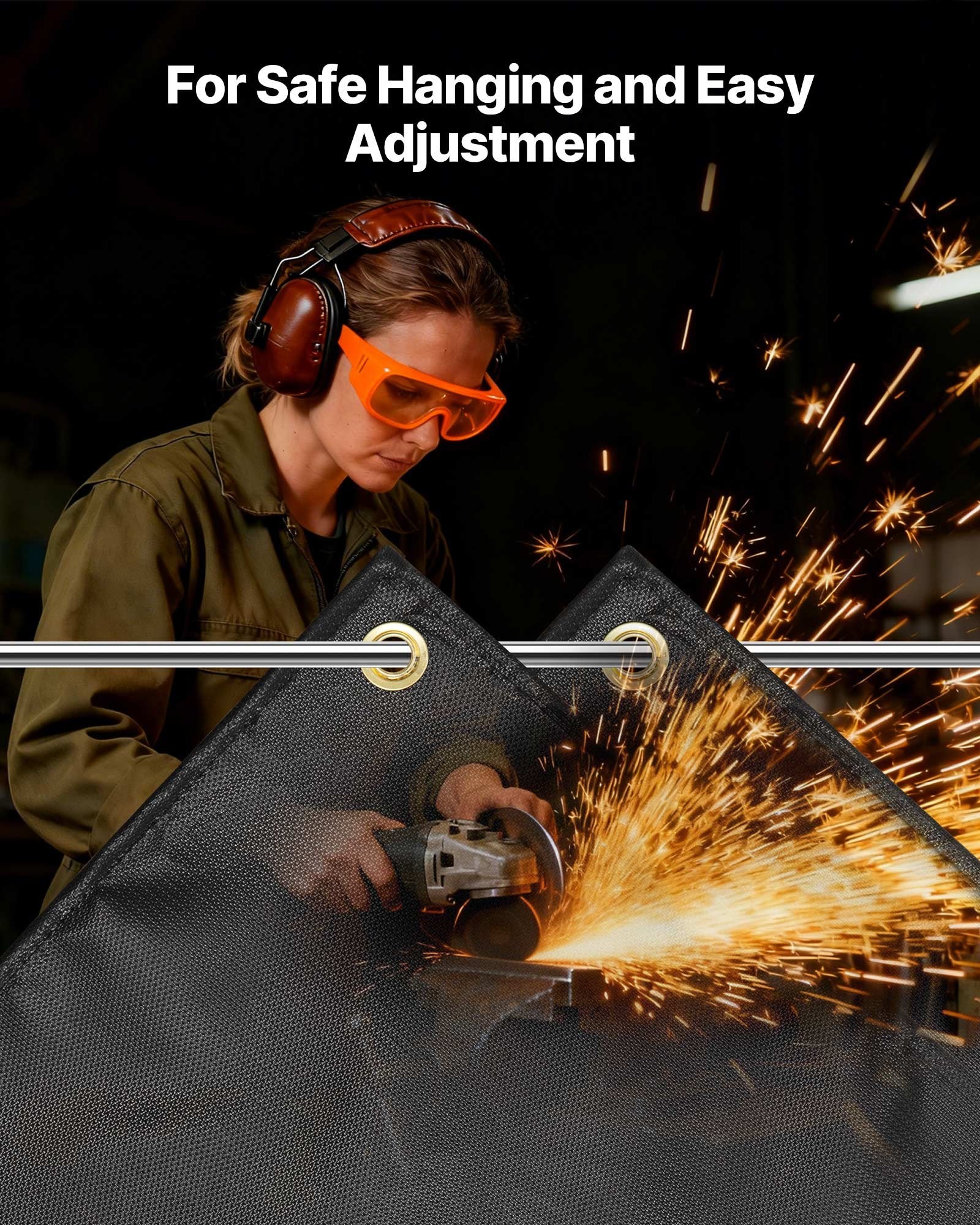 VEVOR Welding Blanket, 1829mm x 2438mm Silicone Coated Fiberglass Welding Blanket, 1800°F Heat Resistant Safety Protection Blankets, Flame Retardant Fireproof Insulation Mat with Metal Grommets