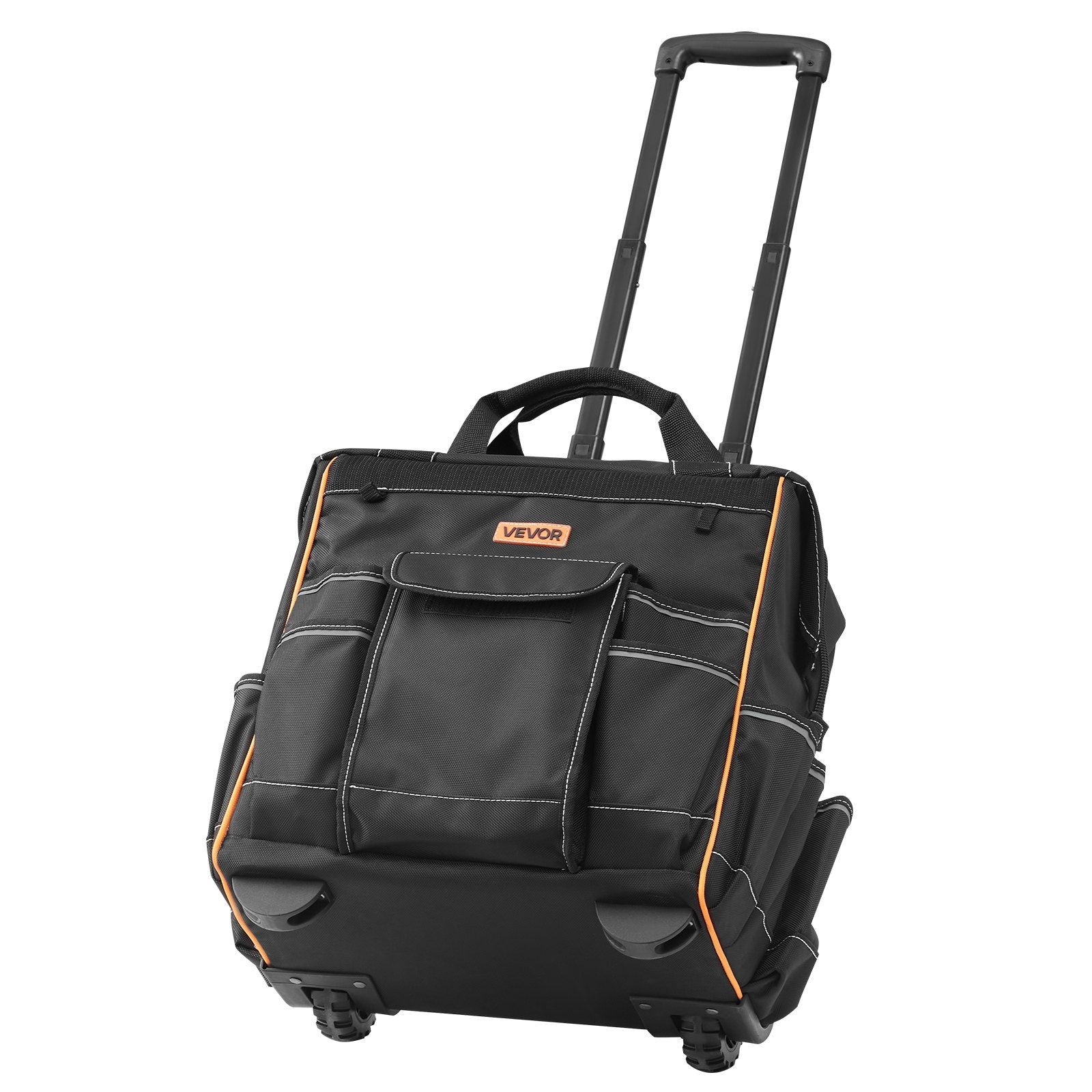 Rolling Tool Bag, 110 lbs Load Capacity, 25 Pockets Heavy Duty Roller Tool Bag on Wheels, Adjustable Telescoping Handle & Stable Base, Toolbag Organizers with Wheels for Construction, Mechanic