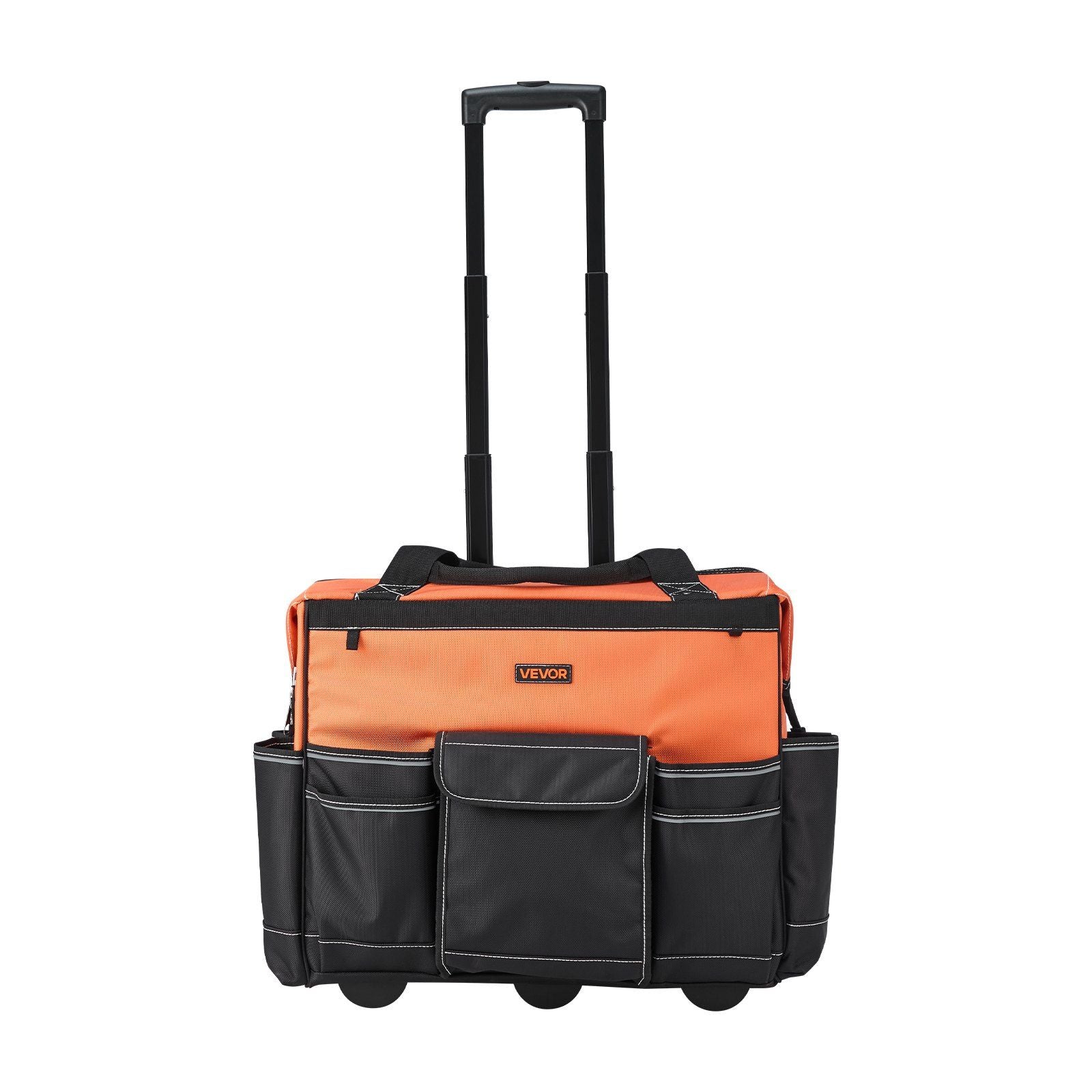 Rolling Tool Bag, 110 lbs Load Capacity, 27 Pockets Heavy Duty Roller Tool Bag on Wheels, Adjustable Telescoping Handle & Stable Base, Toolbag Organizers with Wheels for Construction, Mechanic