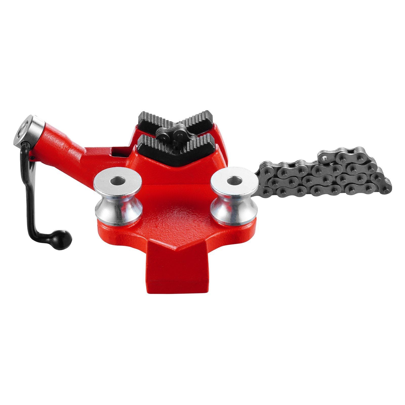 Heavy-Duty Pipe Chain Vise, 1/8" - 5" Pipe Capacity, 26" Rugged Chain & Cast Iron Base, Hitch Mount Vise Plate Holder With Adjustable Height - Fits 2 inch x 2 inch Receiver