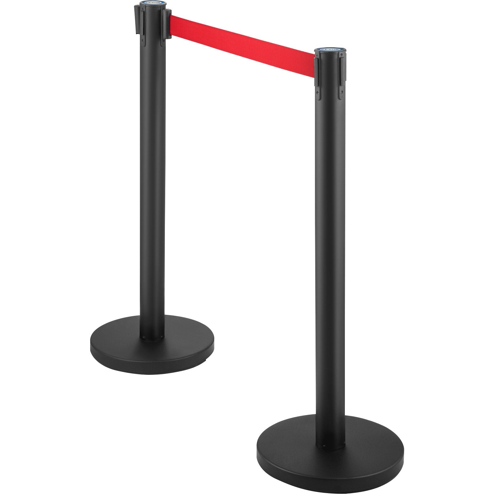 VEVOR Crowd Control Stanchion, Set of 6 Pieces Stanchion Set, Stanchion Set with 6.6 ft/2 m Red Retractable Belt, Crowd Control Barrier with Rubber Base – Easy Connect Assembly for Crowd Control (Black)