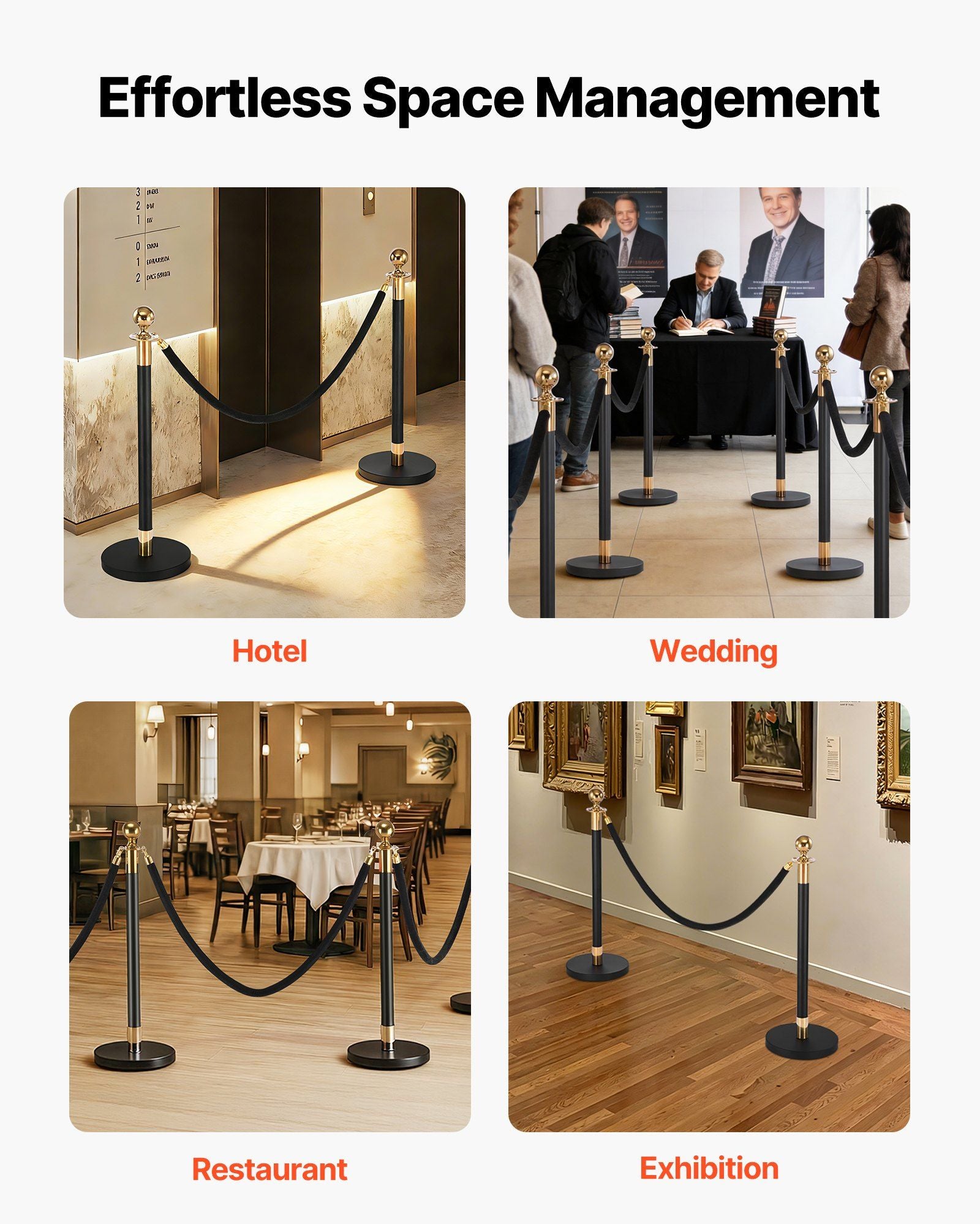 2 Pcs Black Velvet Stanchion Ropes, 1.5 m Crowd Control Stanchion Black Velvet Ropes with Gold Hooks, Post Queue Barrier Carpet Rope for Carpet Events Movie Theaters Grand Openings Hotels Party