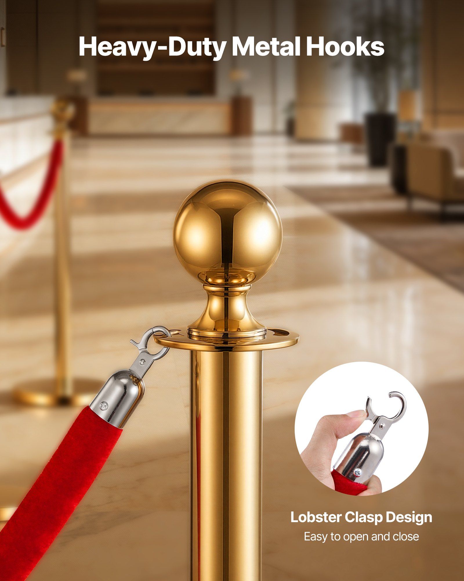 4 Pcs Red Velvet Stanchion Ropes, 1.5 m Crowd Control Stanchion Red Velvet Ropes with Silver Hooks, Post Queue Barrier Carpet Rope for Carpet Events Movie Theaters Grand Openings Hotels Party