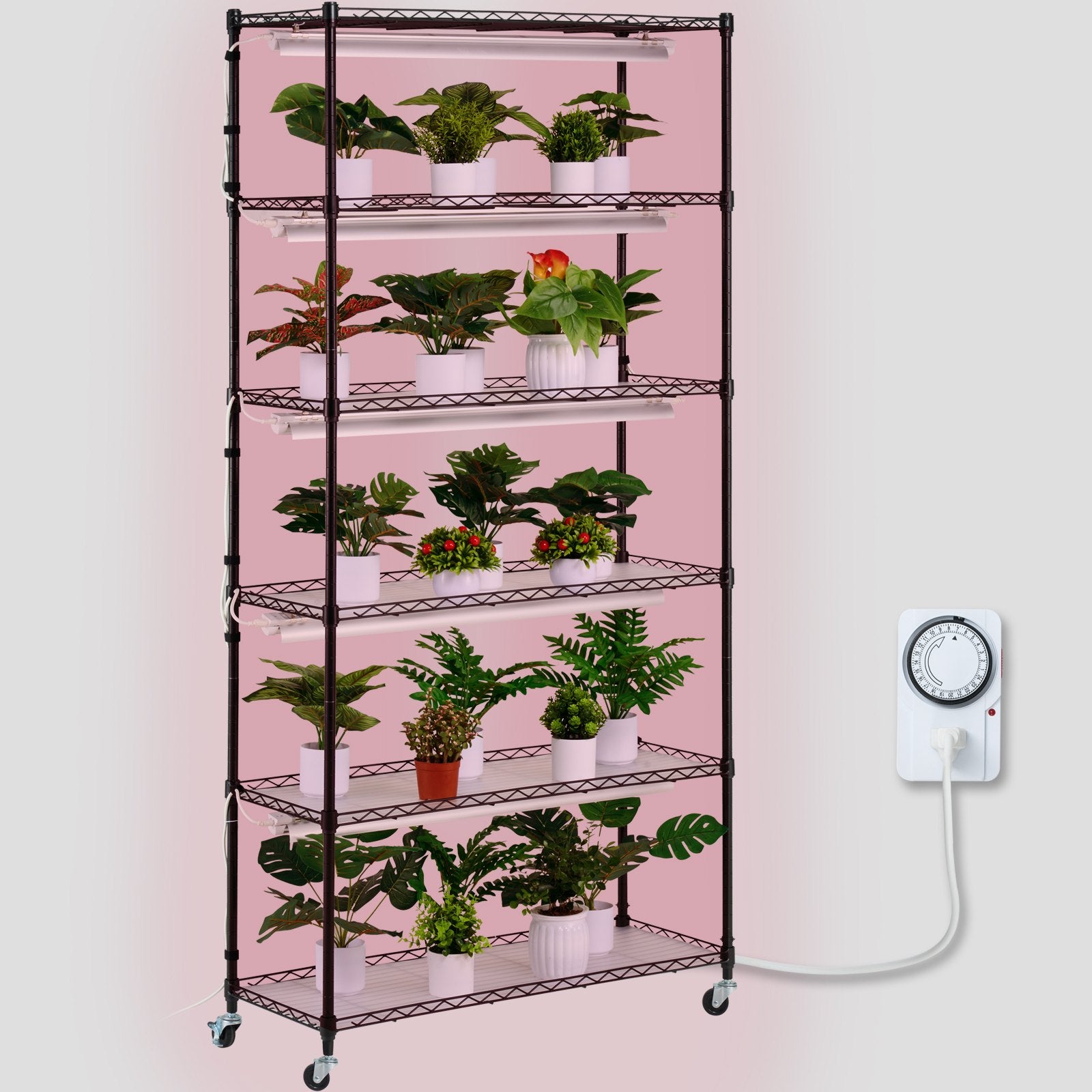 VEVOR Plant Stand with Grow Light 6 Tiers 180W 180 cm Indoor Plant Grow Shelf