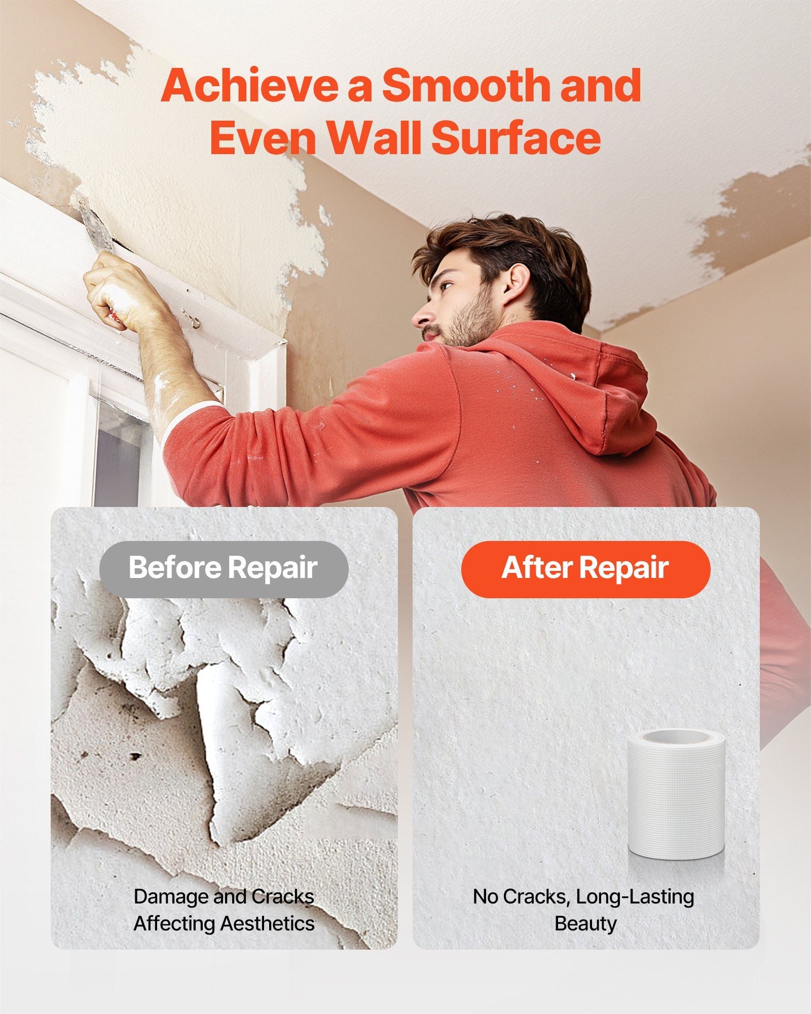 Drywall Mesh Tape, 150mm W x 30m L Self-Adhesive Fiberglass Drywall Joint Tape, 12 Rolls Dry Wall Patch for Easy Sheetrock Ceiling Crack Repair, to Achieve Smooth Even Wall Surface