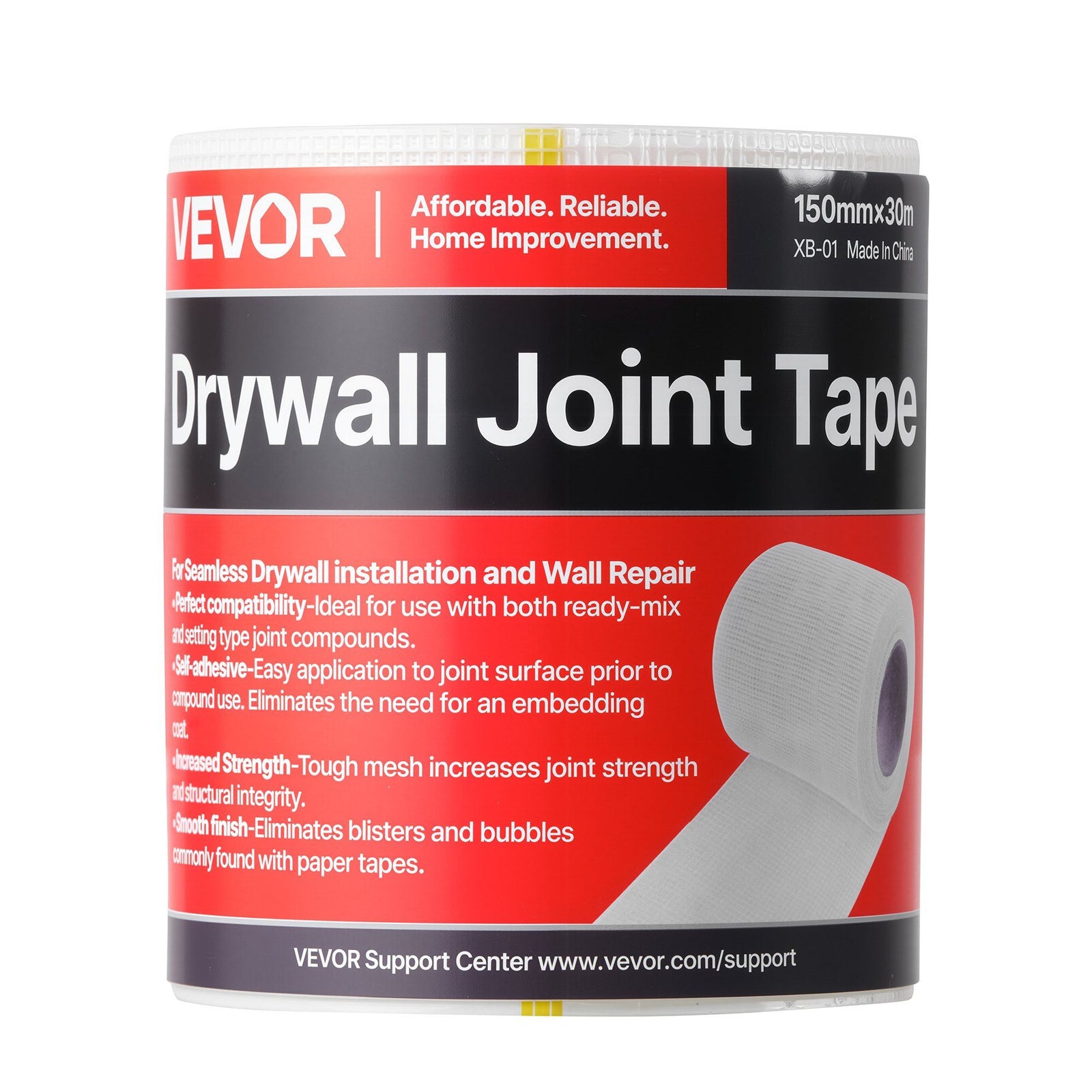 Drywall Mesh Tape, 150mm W x 30m L Self-Adhesive Fiberglass Drywall Joint Tape, 12 Rolls Dry Wall Patch for Easy Sheetrock Ceiling Crack Repair, to Achieve Smooth Even Wall Surface