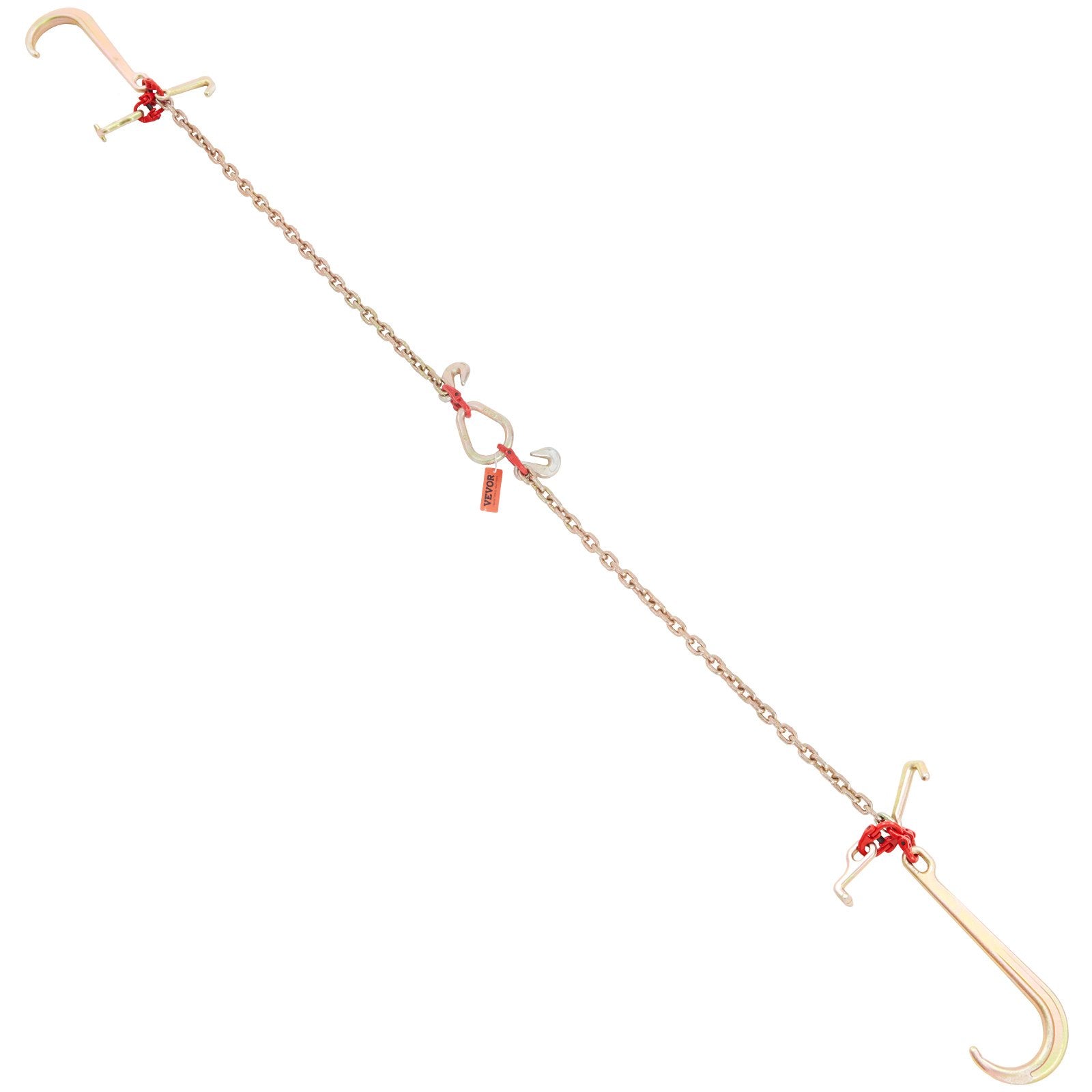 VEVOR V-Chain Bridle, 4364 kg Working Load Limit, 8 x 914.4 mm G80 Tow Chain with RTJ Cluster Hooks, DOT Certified, Galvanized Coating Manganese Steel & D-Shackle, for Lifting & Moving Activities