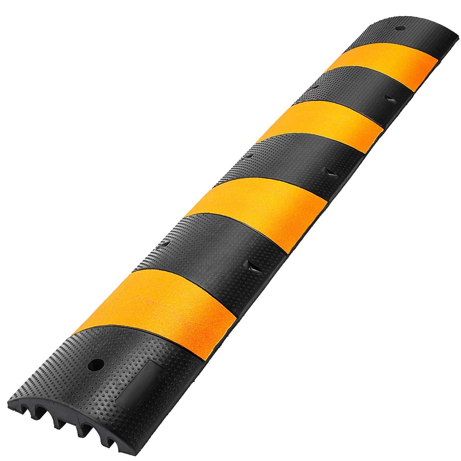 2pcs 6 Feet Rubber Driveway Modular Heavy Duty Speed 185 x 31 x 5.5 cm Cable Protector Ramp for Garage Gravel Roads Asphalt Concrete, 2Pack-6Ft-Speed Bump