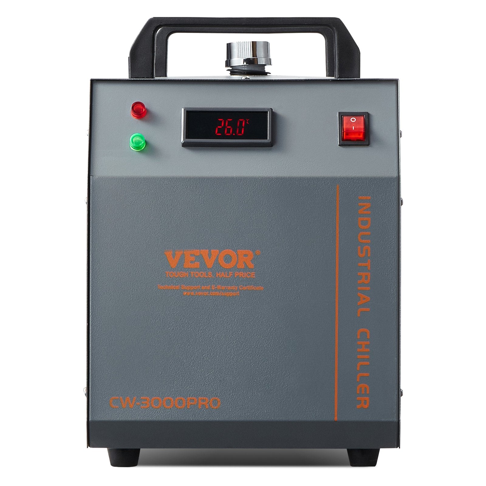 VEVOR Industrial Water Chiller, CW-3000(PRO), 150W Air-Cooled Industrial Water Cooler Cooling System with 12L Water Tank Capacity 18 L/min Max Flow Rate, for Laser Engraving Machine Cooling Machine