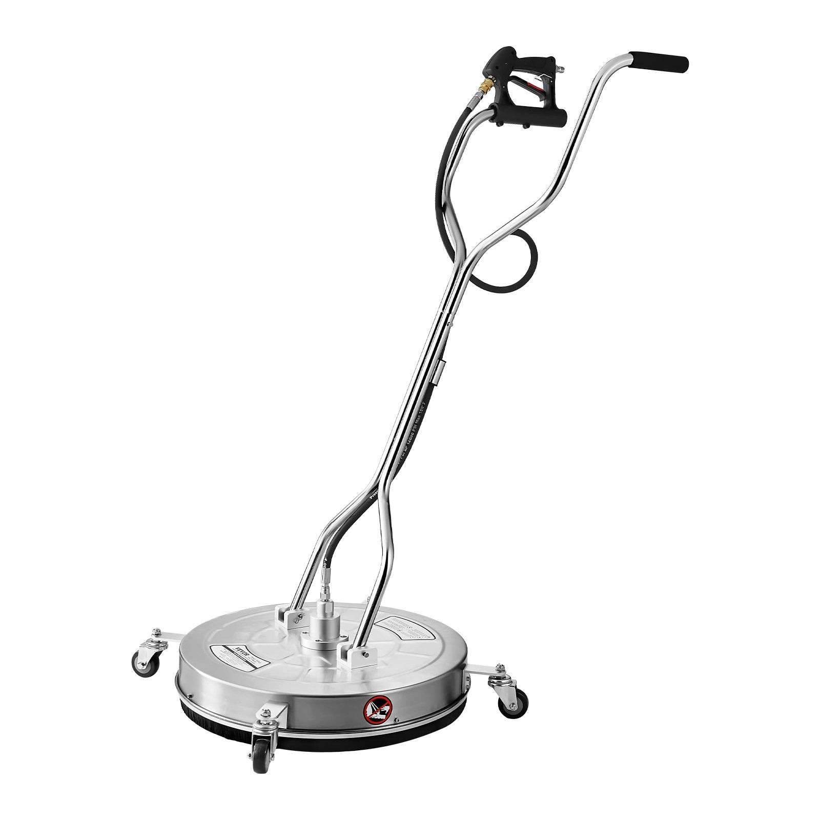 VEVOR 24" Pressure Washer Surface Cleaner, Stainless Steel Pressure Washer Attachments with 4 Wheels, 4000 Max PSI, 3/8 Quick Connector, 2 Spray Nozzles, Dual Handle, for Concrete, Patio, Sidewalk
