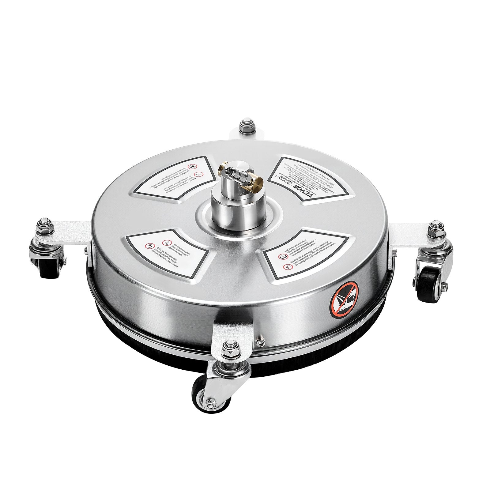 VEVOR 14" Pressure Washer Surface Cleaner, Stainless Steel Pressure Washer Attachments with 4 Wheels, 4000 Max PSI, 1/4 Quick Connector, 2 Spray Nozzles, 2 Extended Wands for Concrete, Patio, Deck