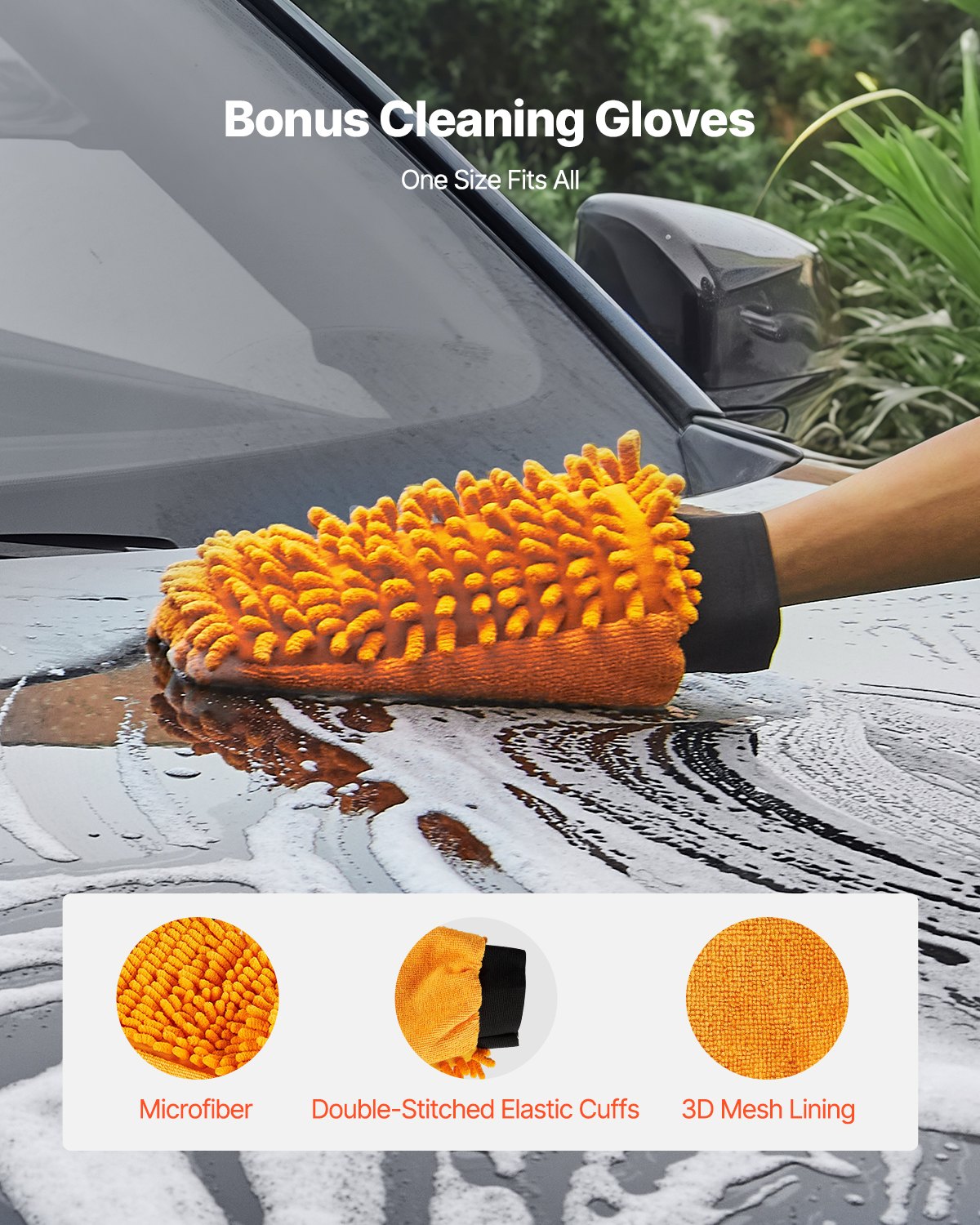 VEVOR 16" Pressure Washer Undercarriage Cleaner, Stainless Steel Surface Cleaner for Pressure Washer, 4000 Max PSI, Angle Adjustment Gear, 4 Spray Nozzles, 2 Extended Wands for Driveway, Patio, Deck