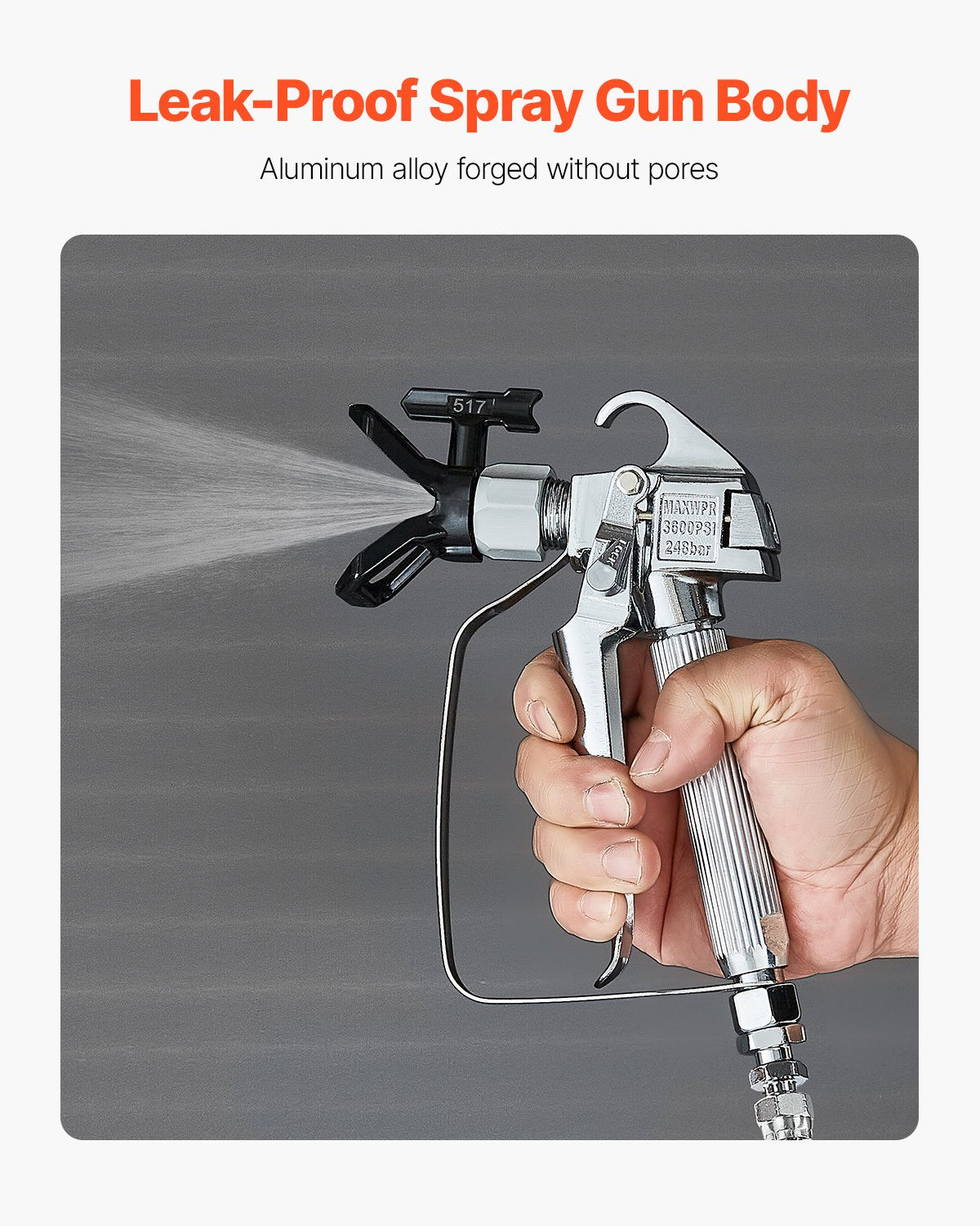 VEVOR Airless Paint Spray Gun 3600PSI High Pressure Airless Spray Gun 517 Tip