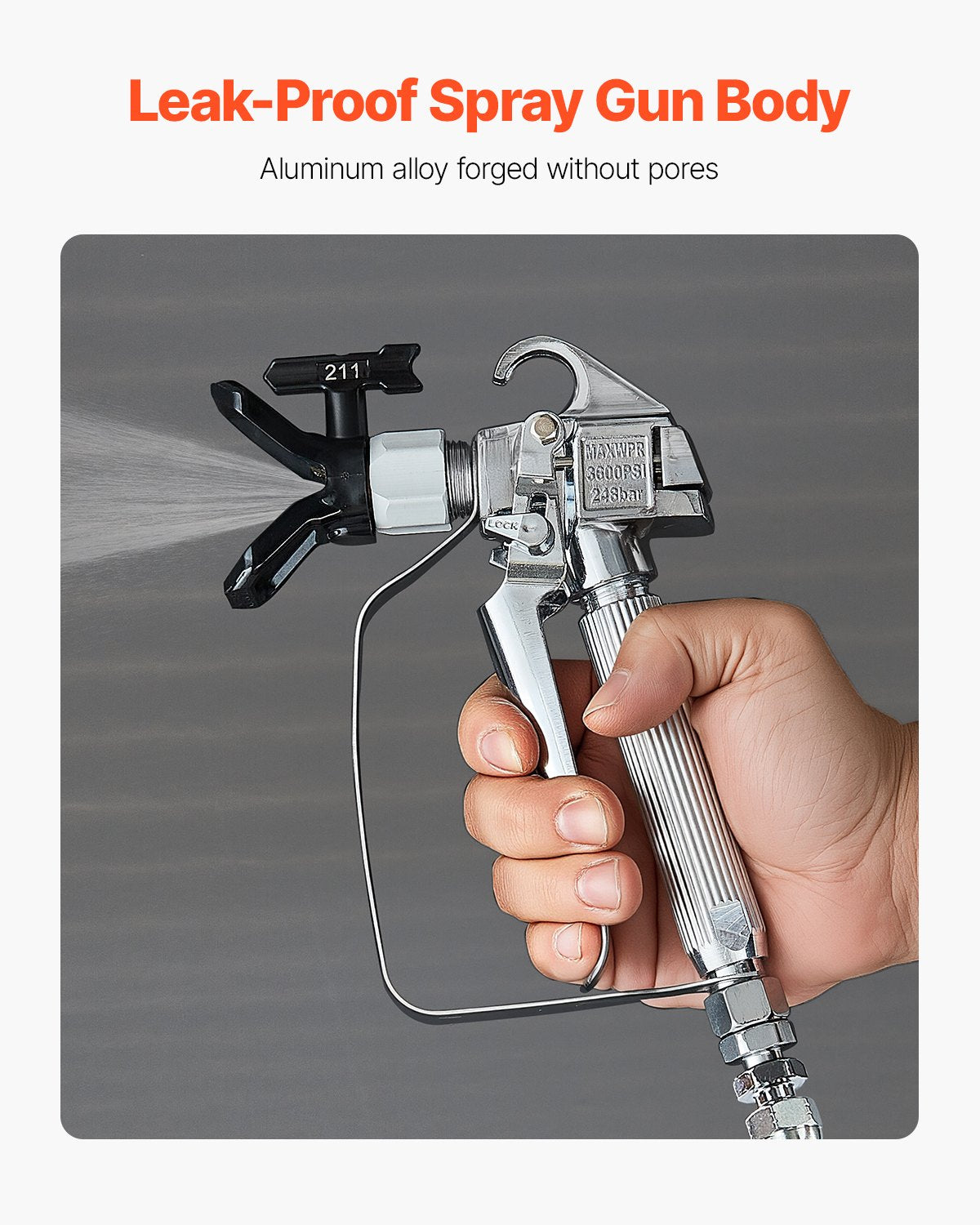 VEVOR Airless Paint Spray Gun 3600PSI High Pressure Airless Spray Gun with 5Tips