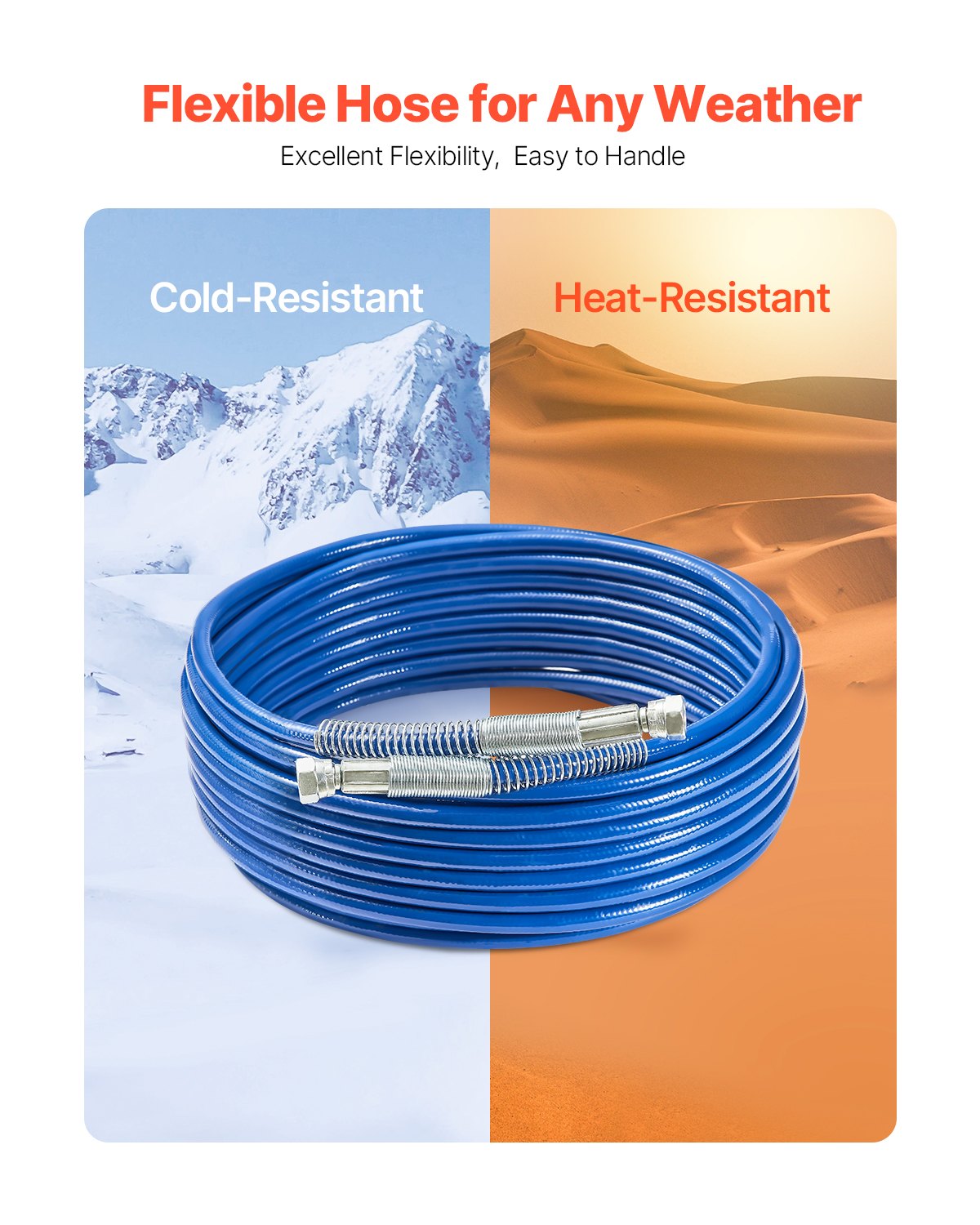 VEVOR 50ft Airless Paint Sprayer Hose 1/4 in Universal Airless Paint Spray Hose