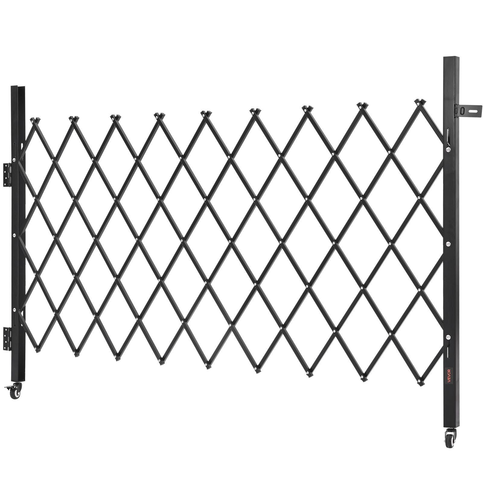 Single Folding Security Gate, Lockable Scissor Gate with 360 degree Swivel Casters, Outdoor Barricade Steel Retractable Gates, for Entry Security, Garage, Warehouse & Pool, 1900 x 1310 mm (W x H)