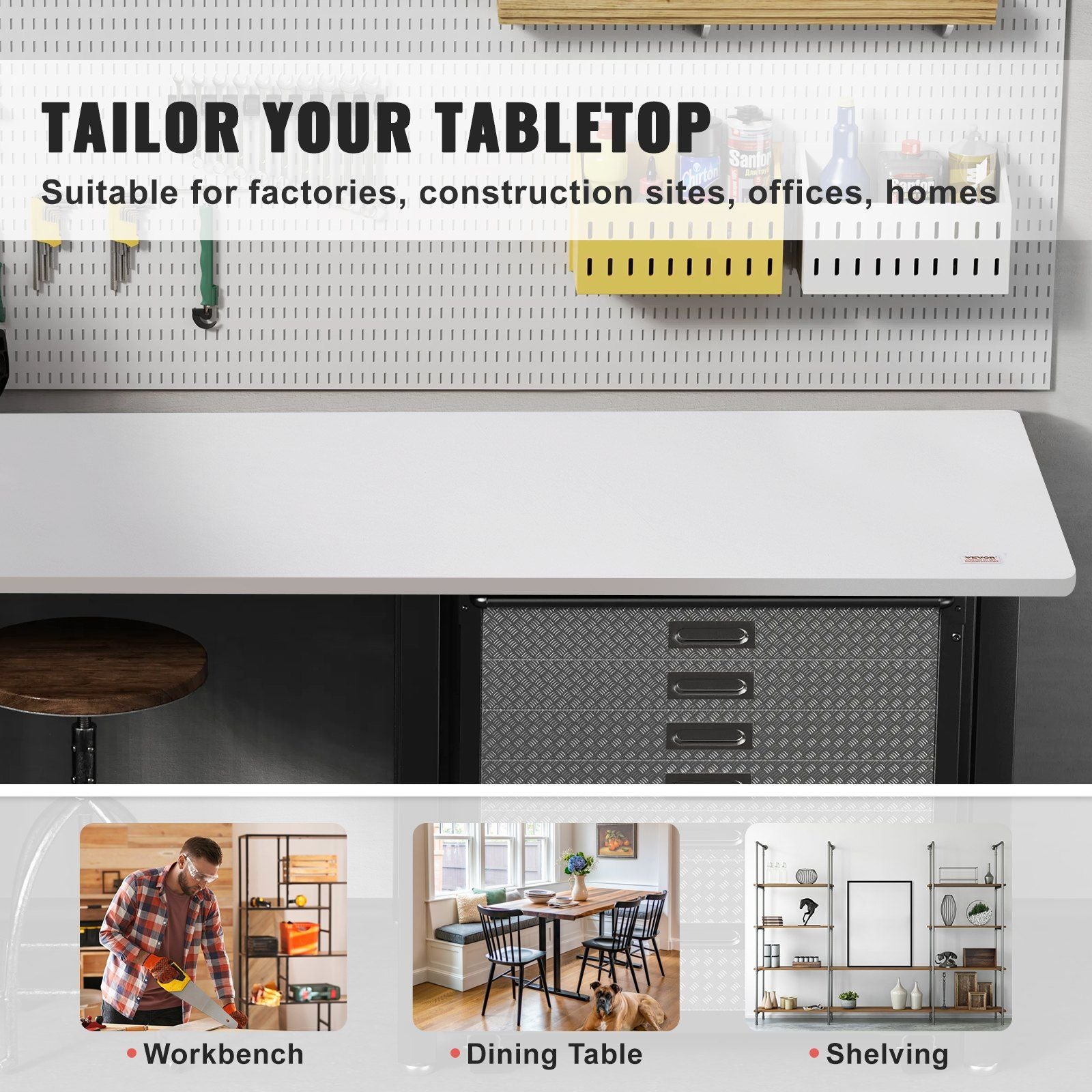 Table Top, 1397 x 711 x 25 mm, 100 kg Load Capacity, Universal One-Piece Particle Board Desktop for Height Adjustable Electric Standing Desk Frame, Rectangular Countertop for Home & Office Desk