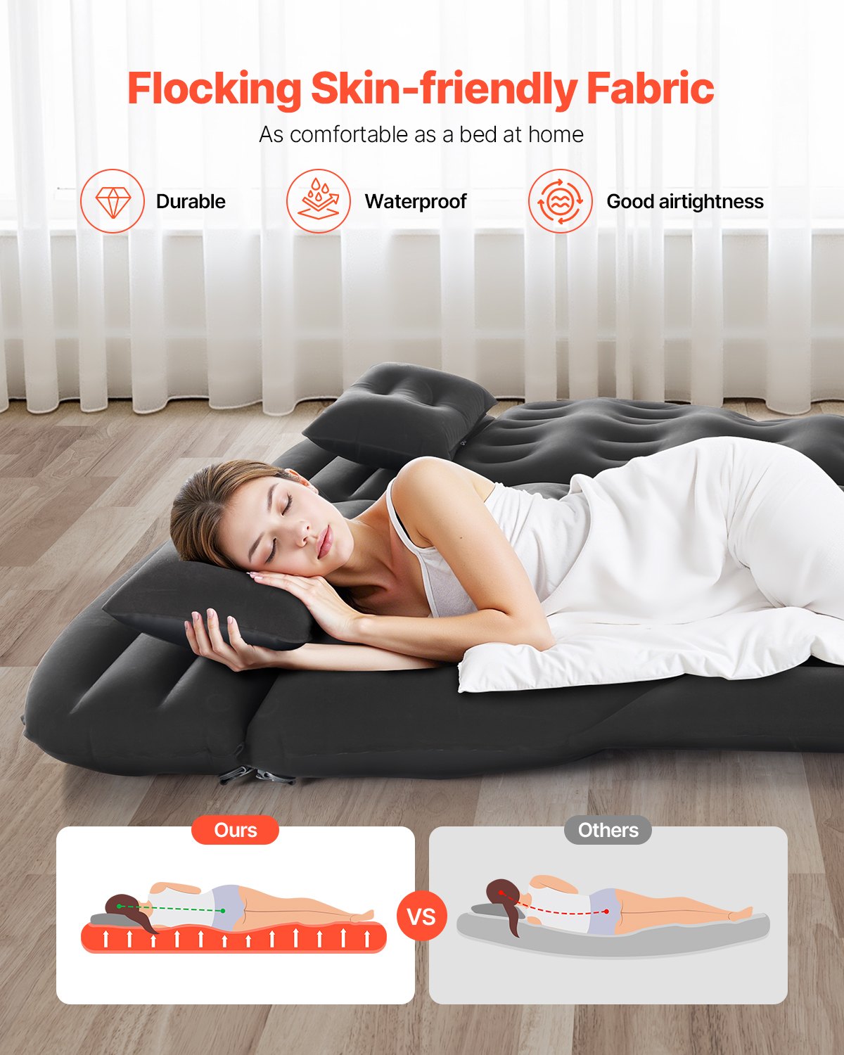 VEVOR Car Air Mattress Inflatable Car Camping Travel Sleeping Bed SUV MPV Sedan