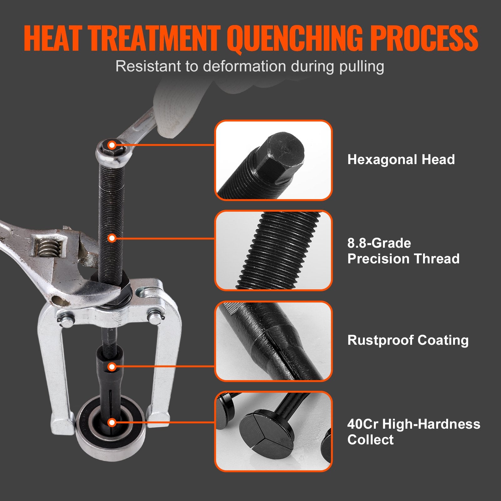 VEVOR Blind Hole Collet Bearing Race and Seal Puller Extractor Kit, Slide Hammer Pilot Insert Inner Internal Bearing Removal Tool Set, 10 Adjustable Collects and Counterstay, 16 PCS