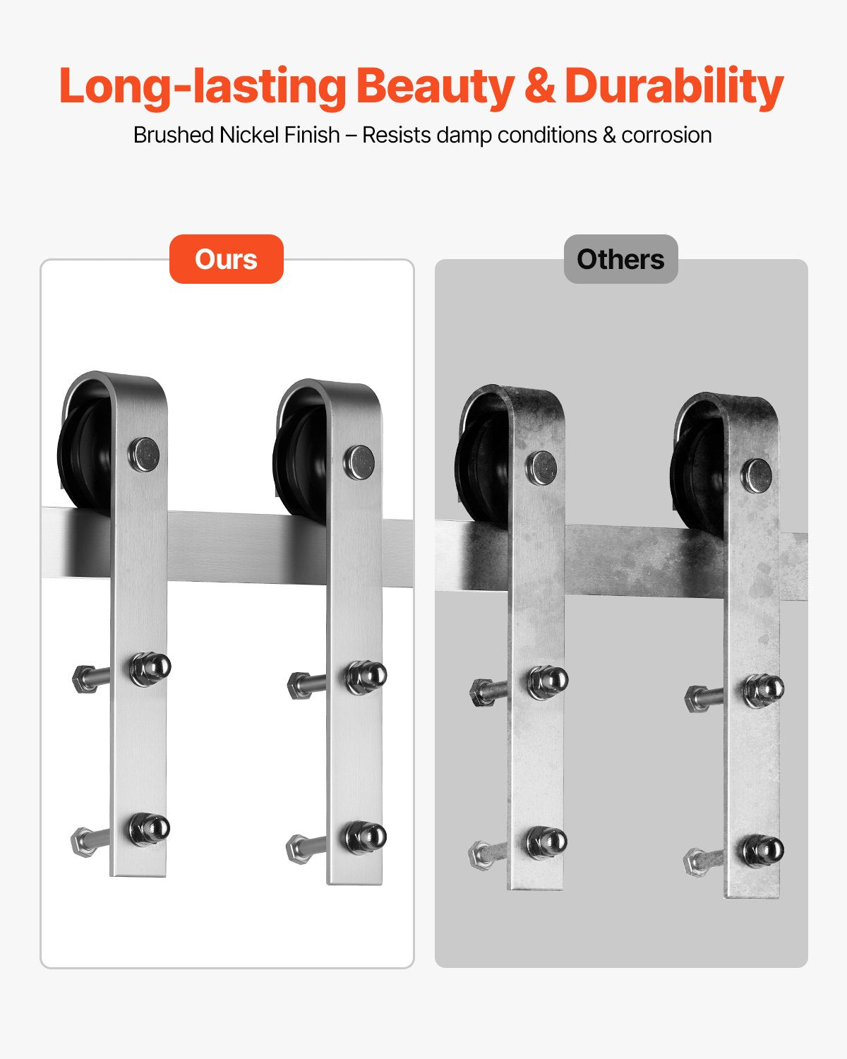 VEVOR 2000 mm Sliding Barn Door Hardware Kit for Single Sliding Barn Door Silver