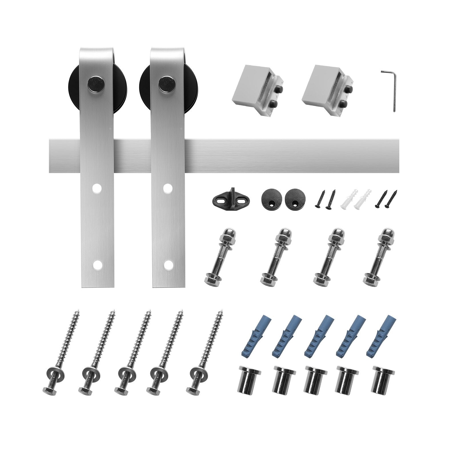 VEVOR 2000 mm Sliding Barn Door Hardware Kit for Single Sliding Barn Door Silver