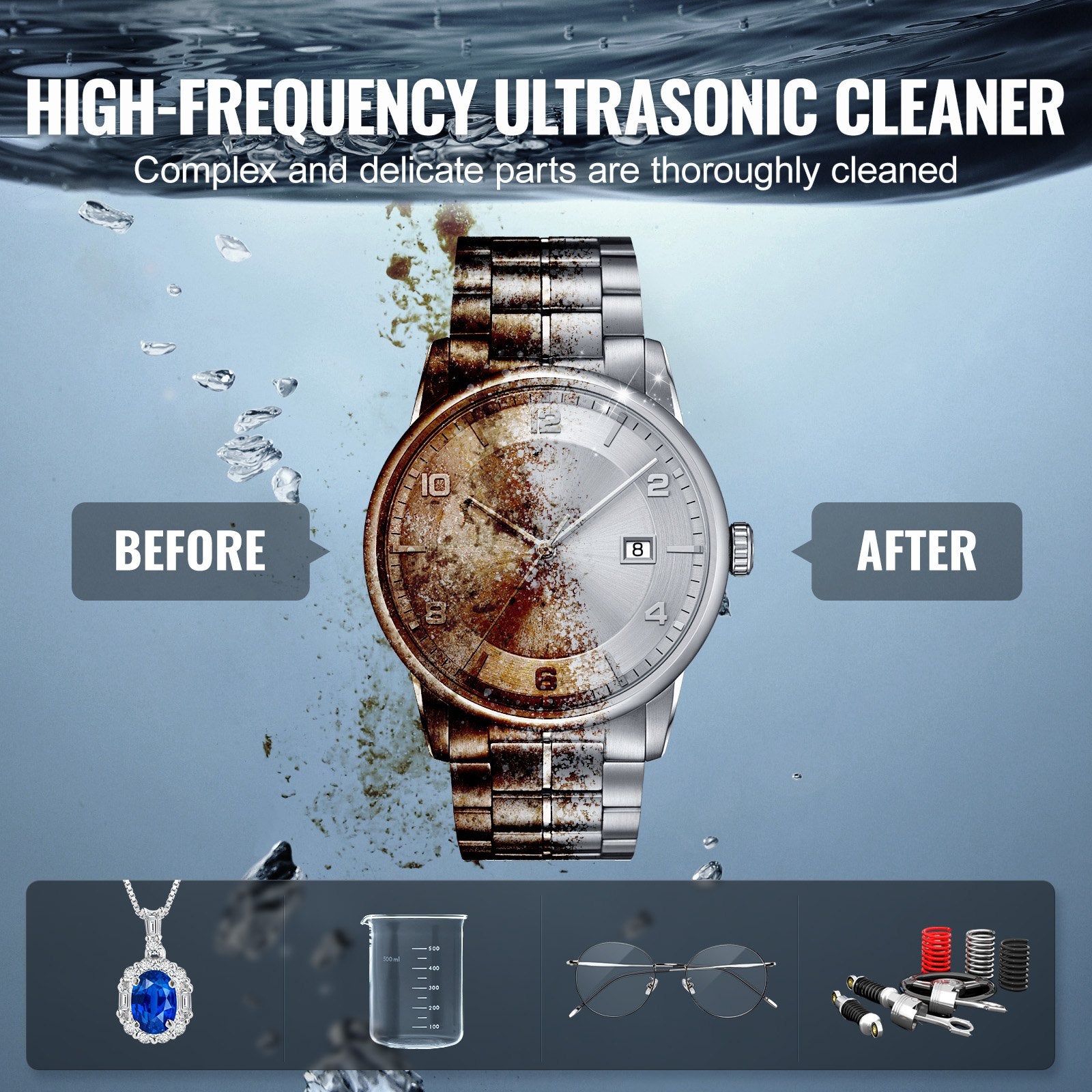 VEVOR 6L Ultra Sonic Cleaner, 180W Digital Ultrasonic Cleaning Machine with Gentle Mode & Upgraded Degassing, 40kHz Industrial Ultrasound Cleaner with Heater & Timer for Retainer, Jewelry, Tools