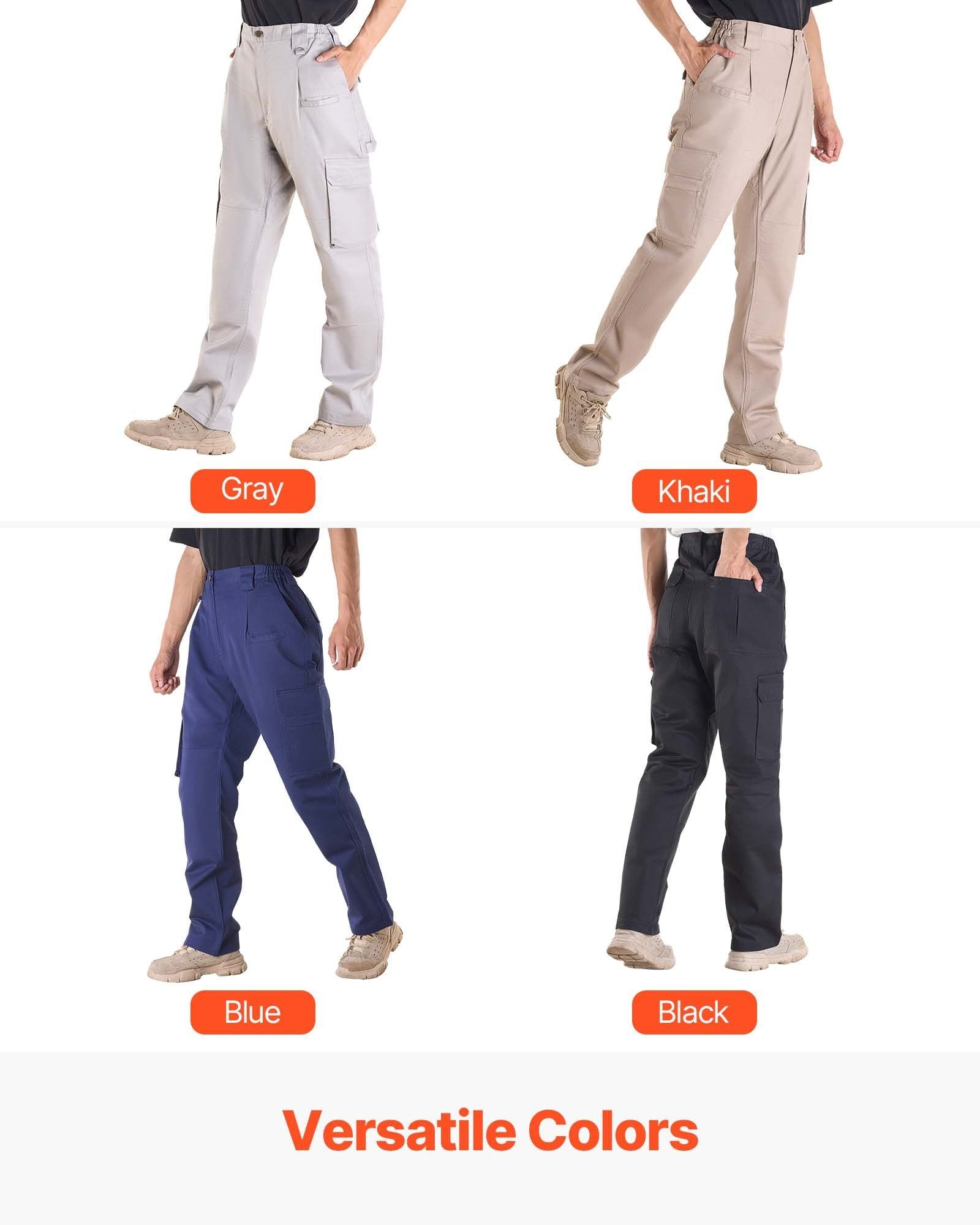 FR Pants for Men, 100% Cotton, Flame-Resistant Cargo Pants with Multi-Pockets and Elastic Waist, Reinforced Tear-proof Stitching, Ideal for Welding Work and Casual Wear, M Size, Black