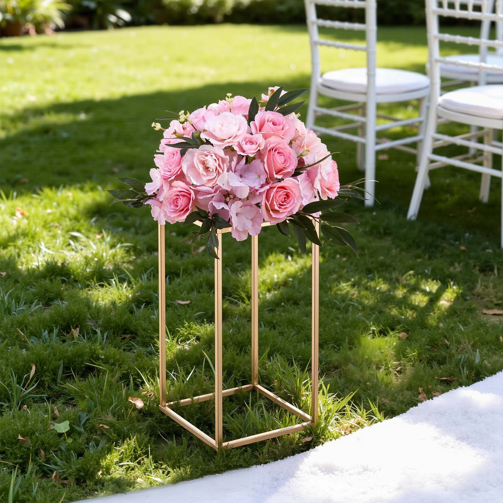VEVOR Wedding Flower Stand, 10PCS 40cm Column Flower Stand, Floral Stands with Acrylic Laminate, Gold Rectangular Floral Display Rack for Wedding, Party, Birthday, Home, Gold Centerpiece Stands