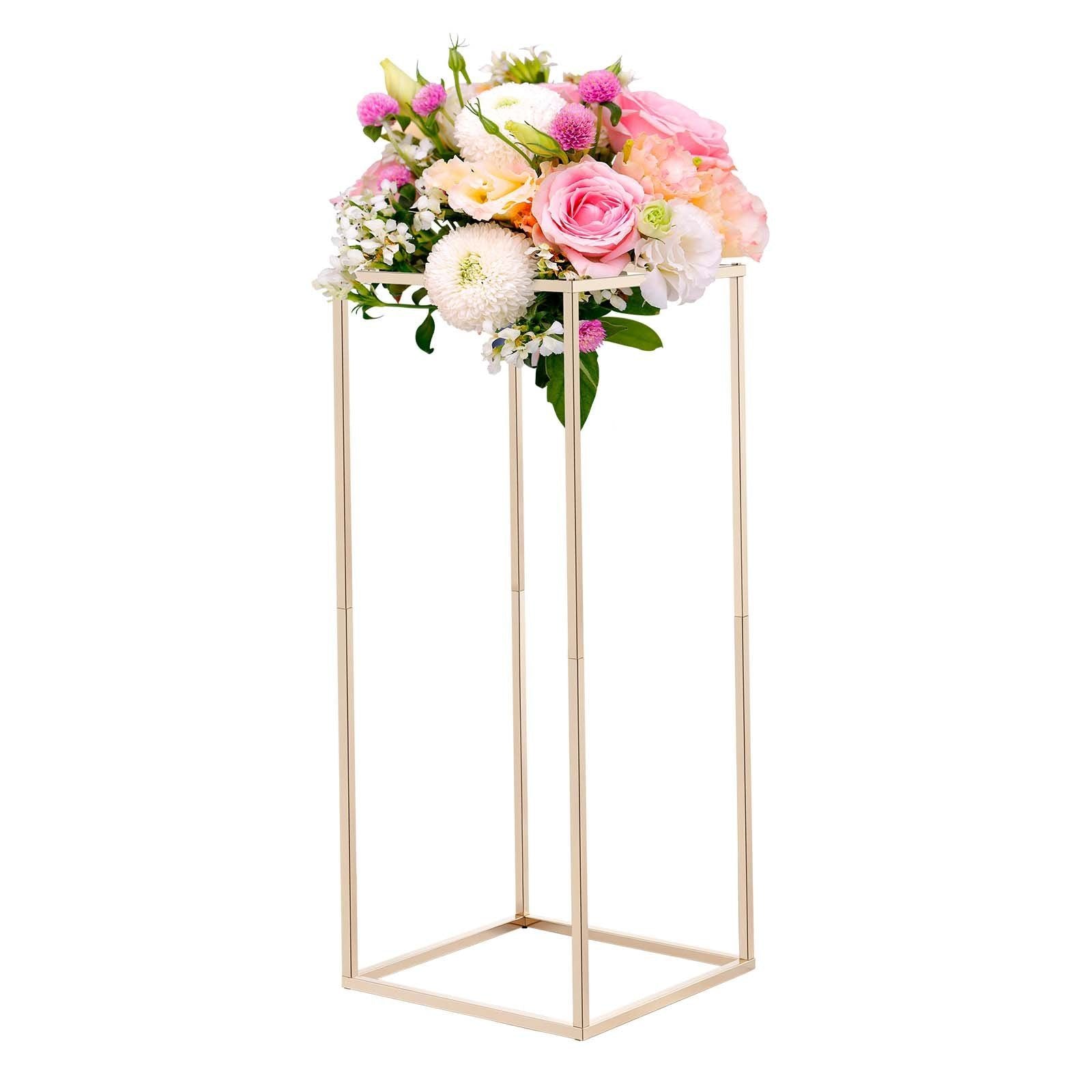 Wedding Flower Stand, 10PCS 60cm Column Flower Stand, Floral Stands with Hidden Screw, Rectangular Cubic Floral Display Rack for Wedding, Party, Birthday, Home, Gold Centerpiece Stands